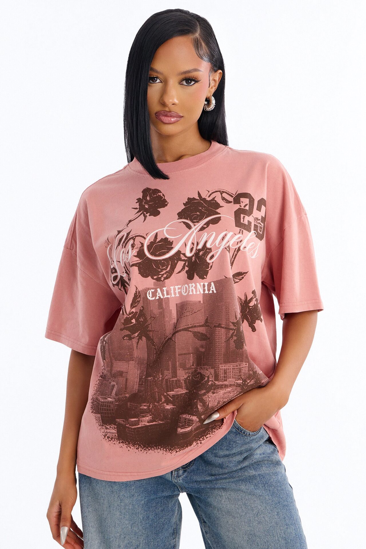 Los Angeles Rose's Washed T-Shirt - Blush