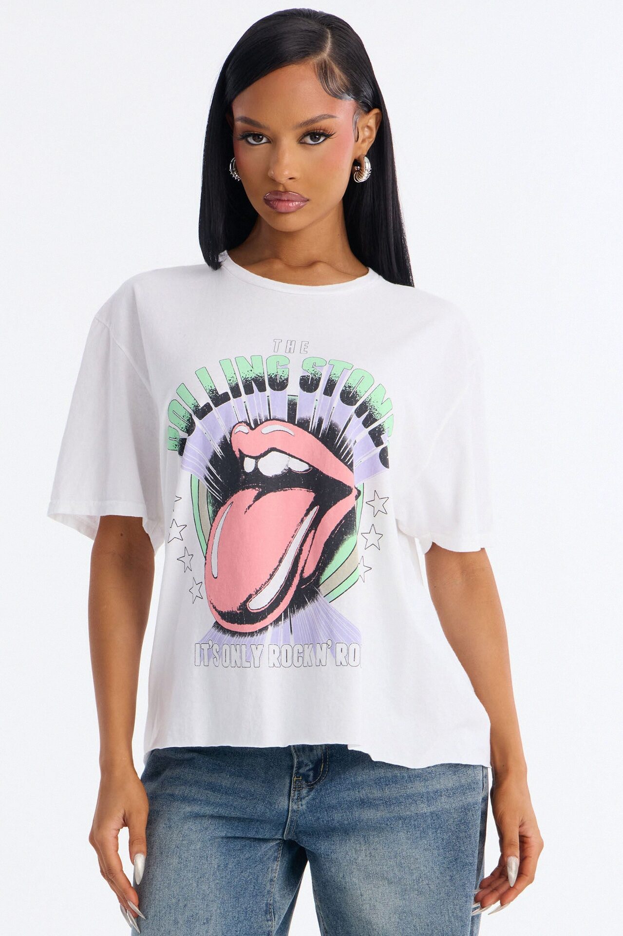 Only Rock N' Rolling Stones Washed Tee - White