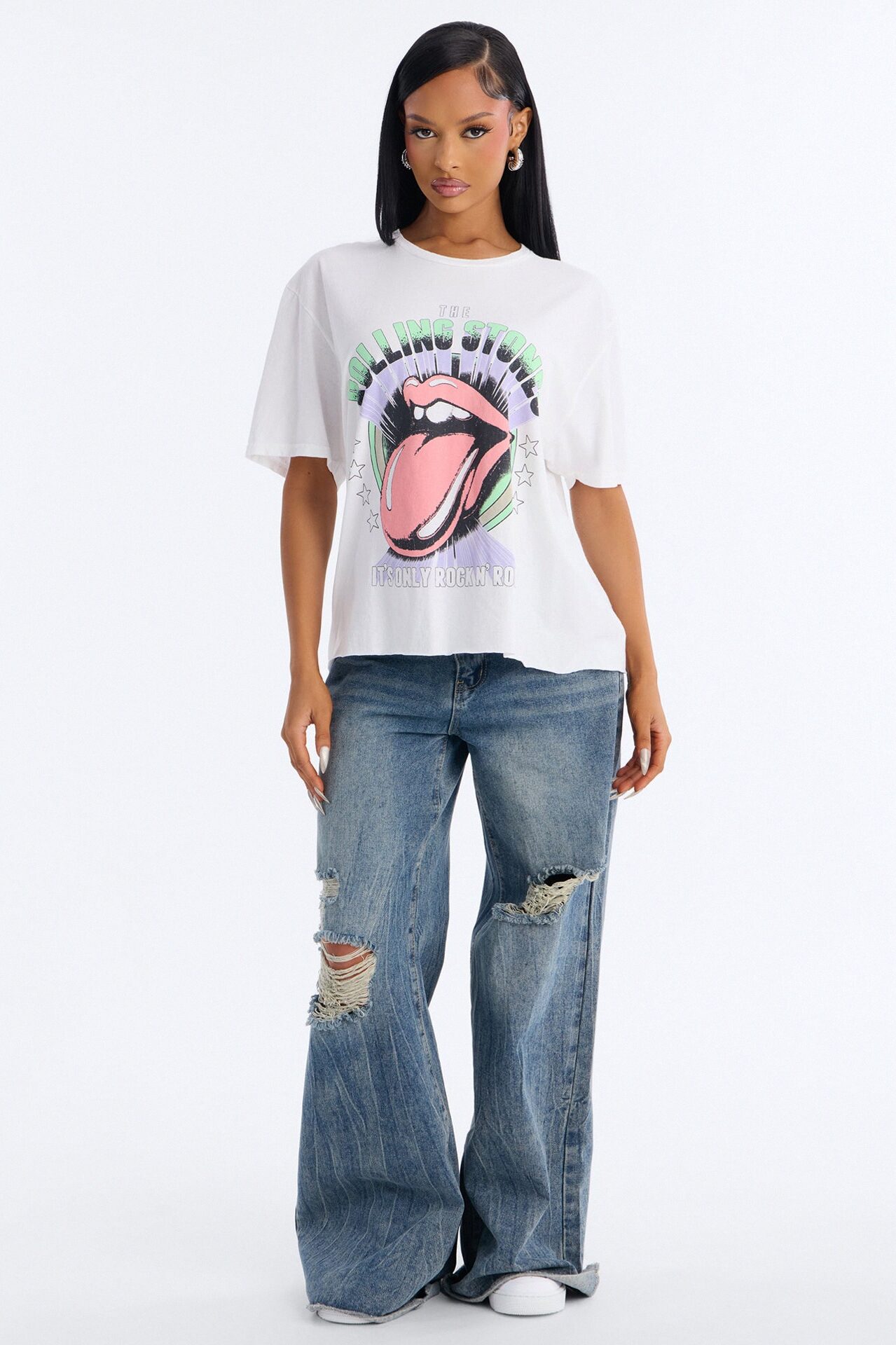 Only Rock N' Rolling Stones Washed Tee - White