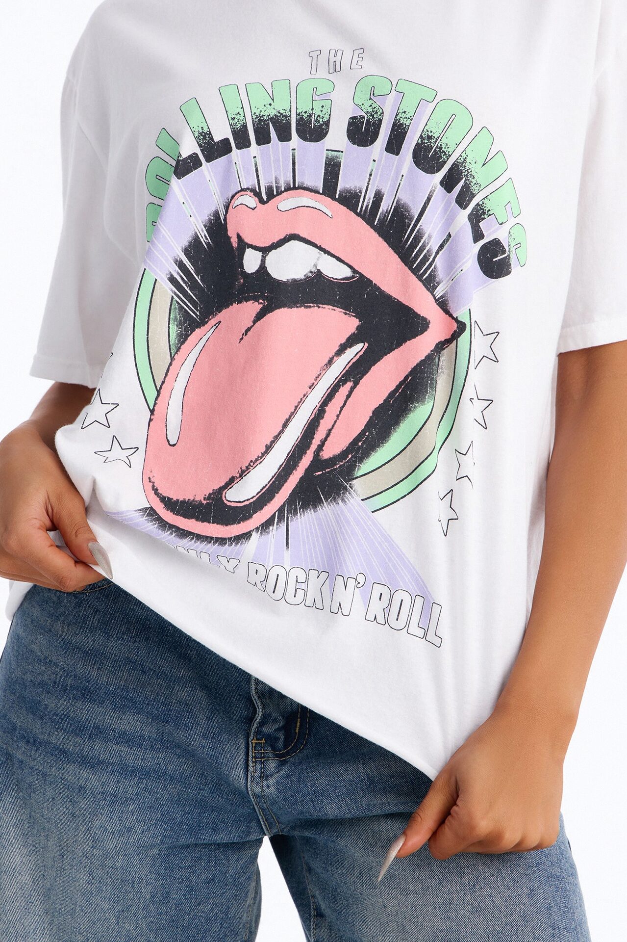Only Rock N' Rolling Stones Washed Tee - White