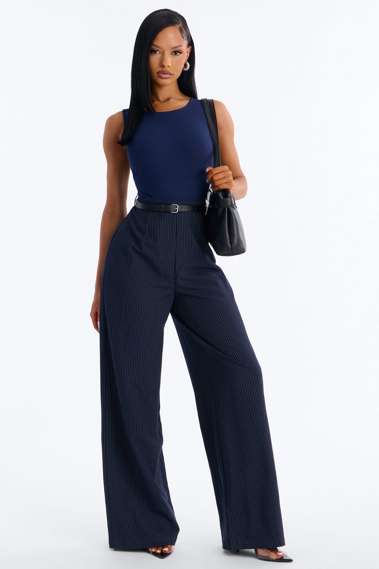Jen Twofer Pinstripe Jumpsuit - Navy