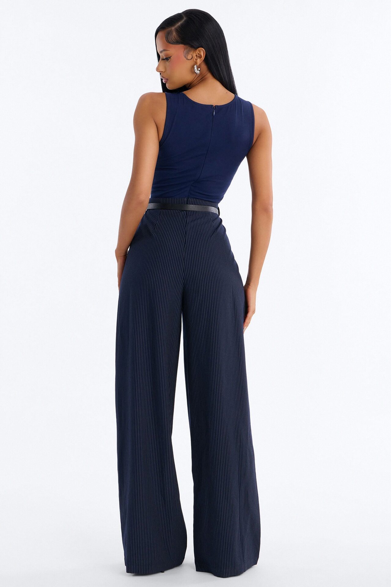 Jen Twofer Pinstripe Jumpsuit - Navy