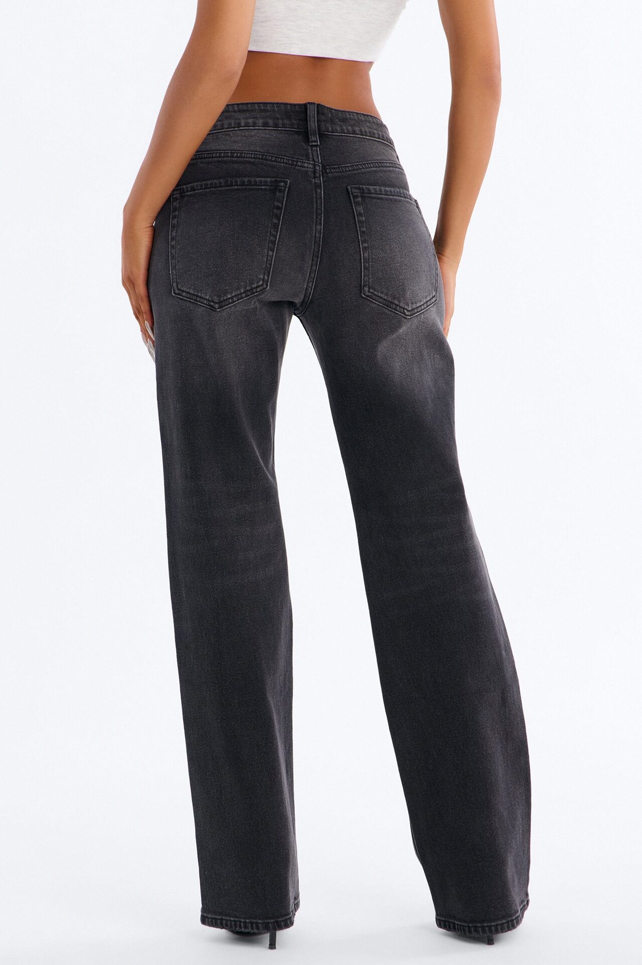 Common Ground Low Waist Straight Leg Jeans - Black