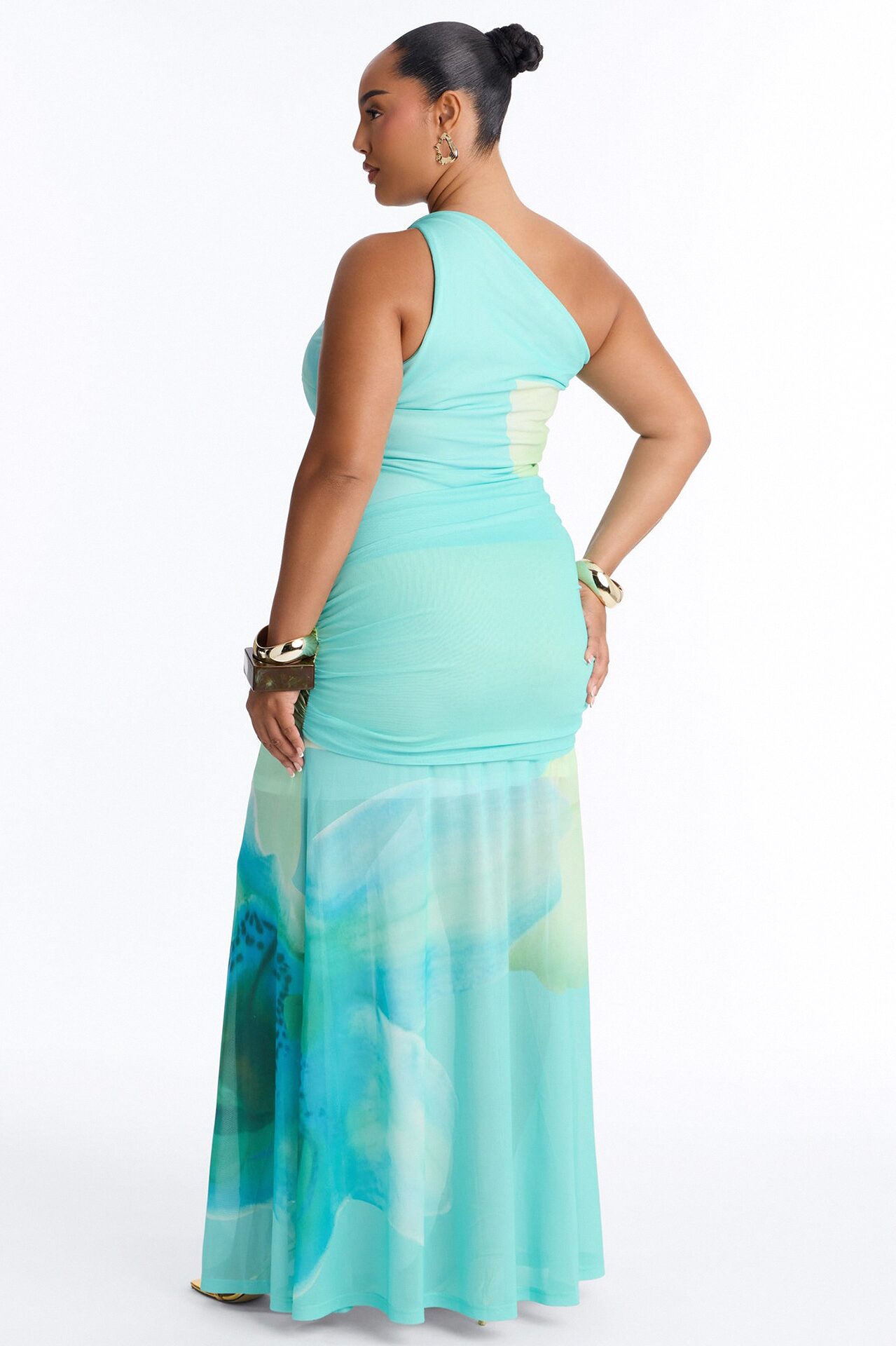 Odessa Mesh Maxi Dress - Aqua/Combo