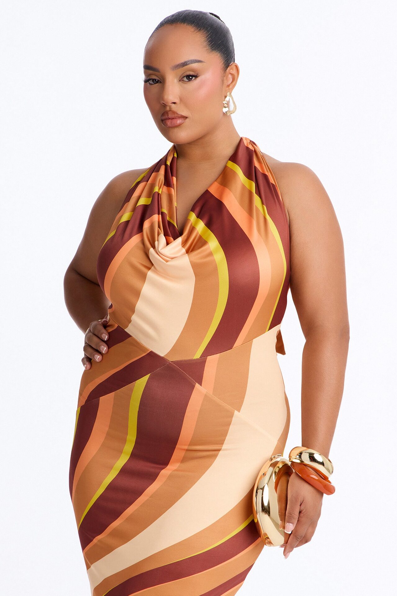 Lyla Backless Maxi Dress - BrownCombo