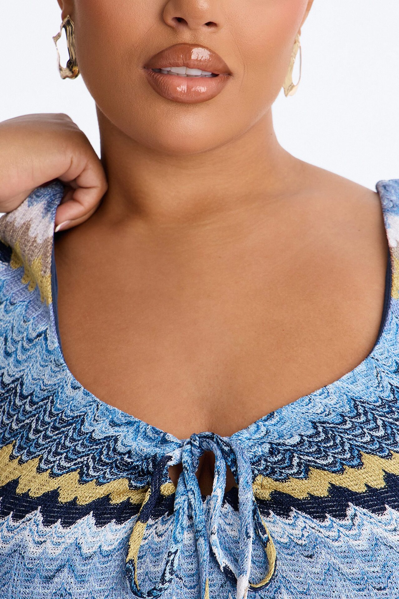 Malibu Waves Short Sleeve Knit Romper - Blue