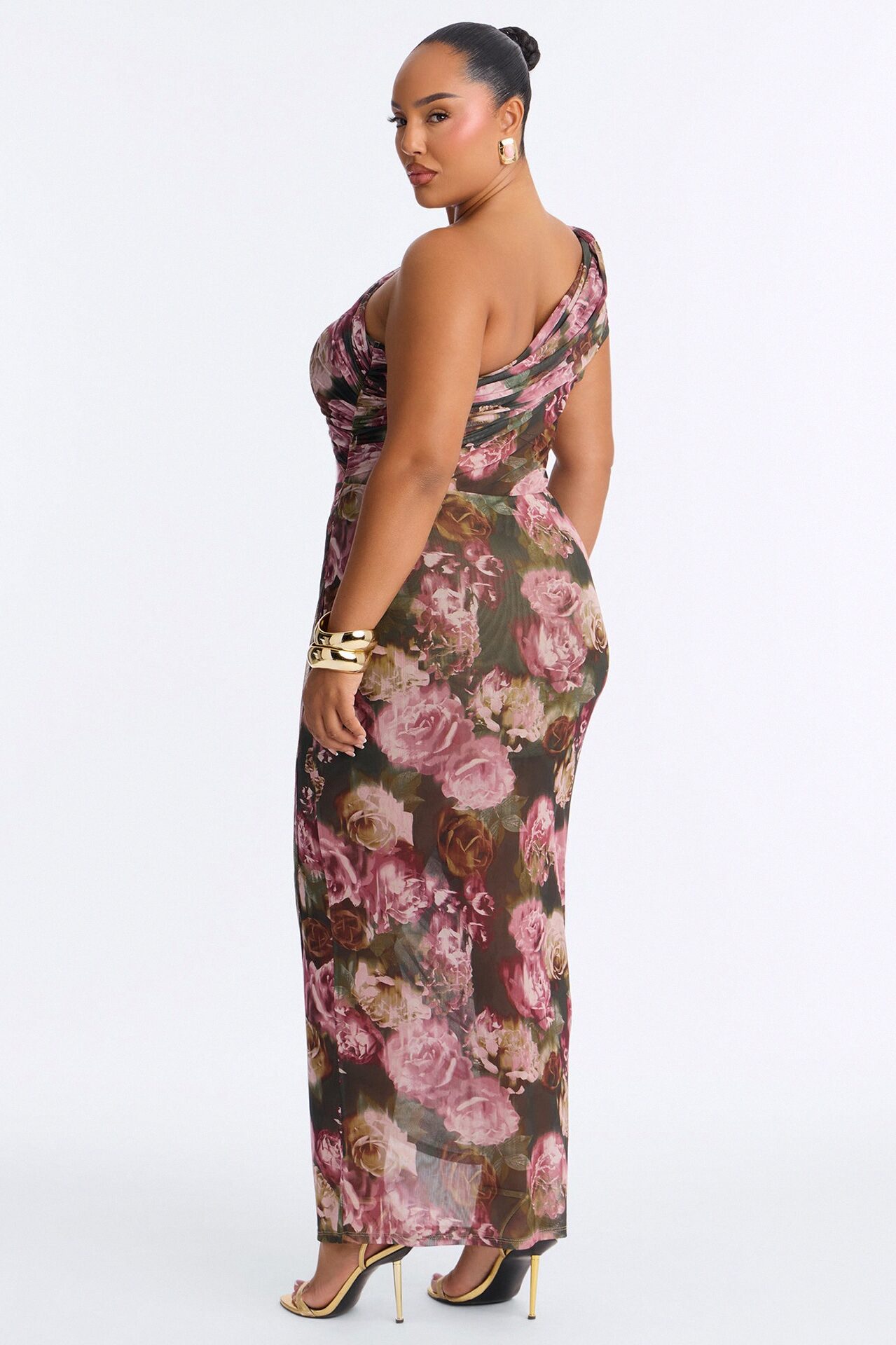 Lucy Floral Mesh Maxi Dress - Mauve/combo