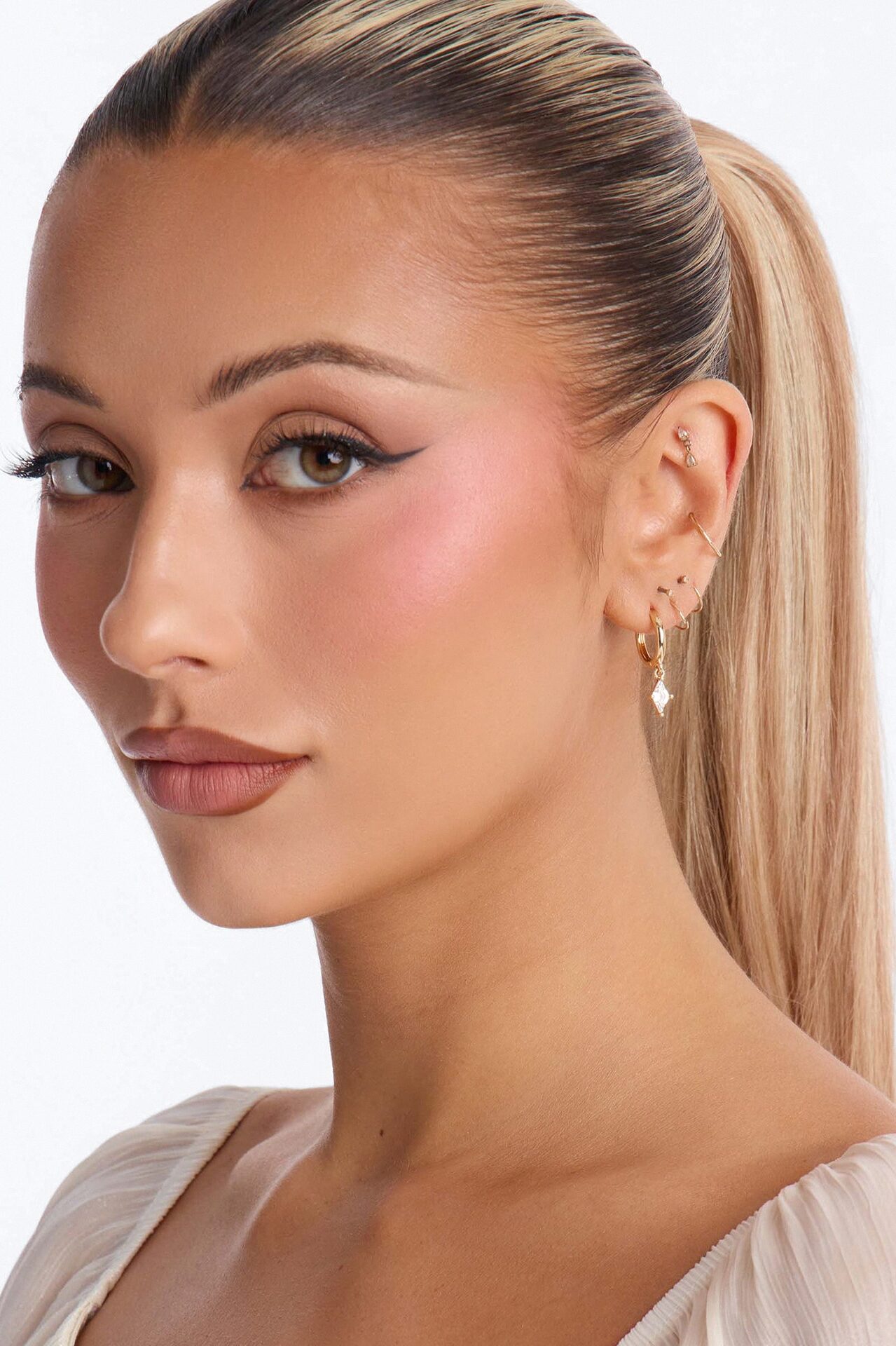 Poppy Rhinestone 3 Pair Multi Earring Set - Gold
