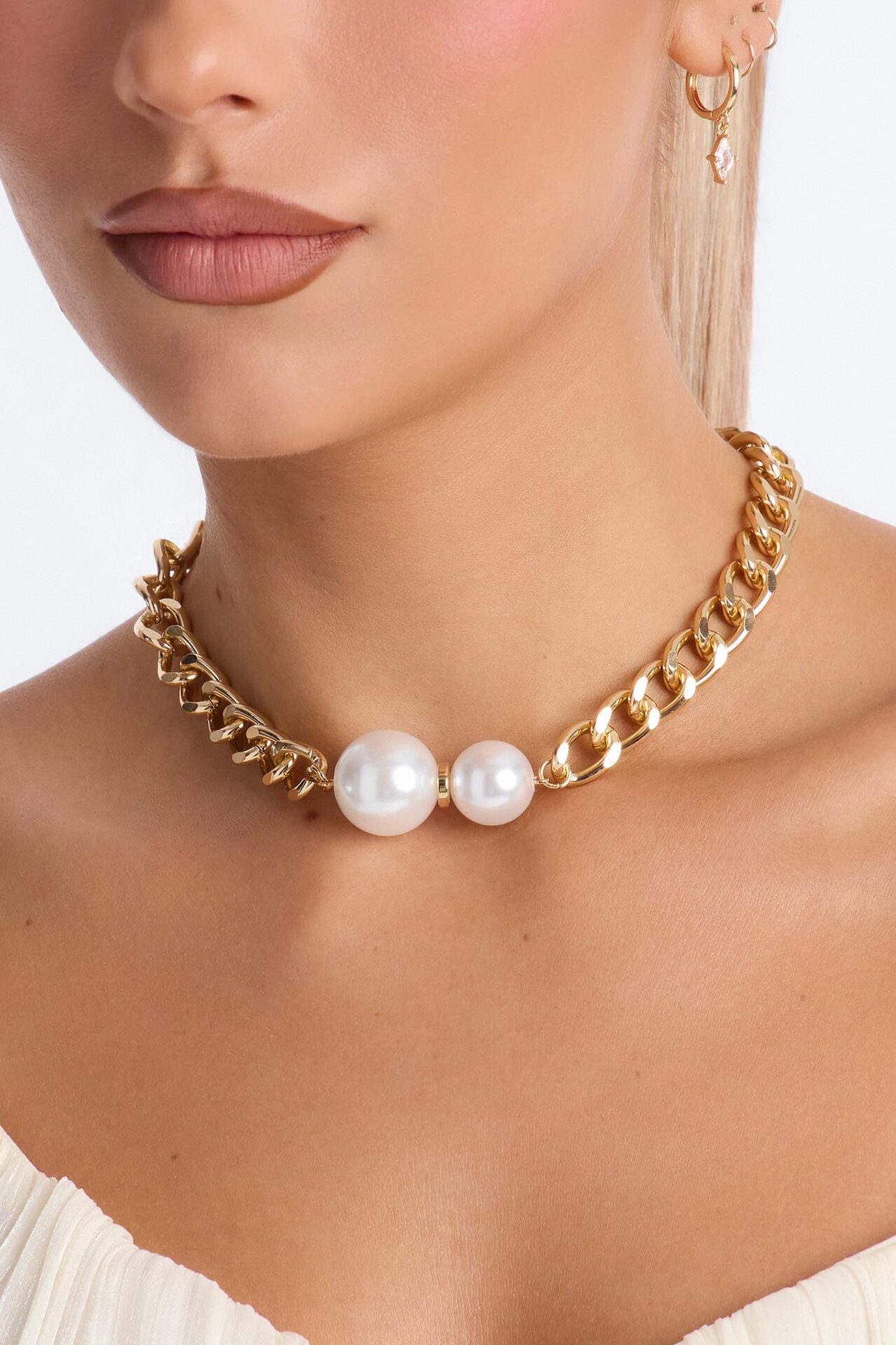 Pearl Kiss Choker - Gold