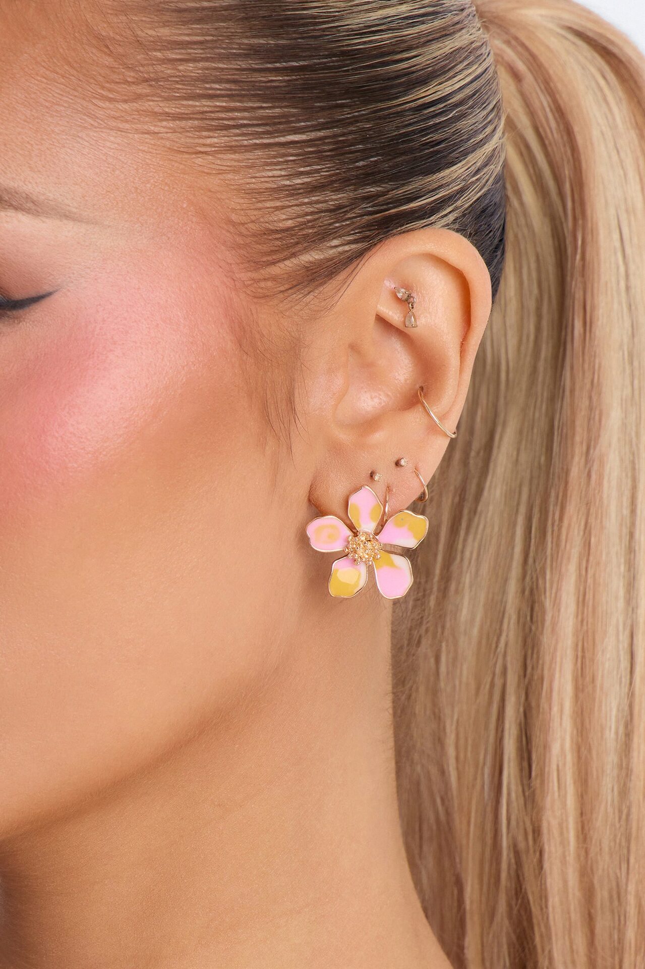 In My Element Floral Earrings - Yellow/combo