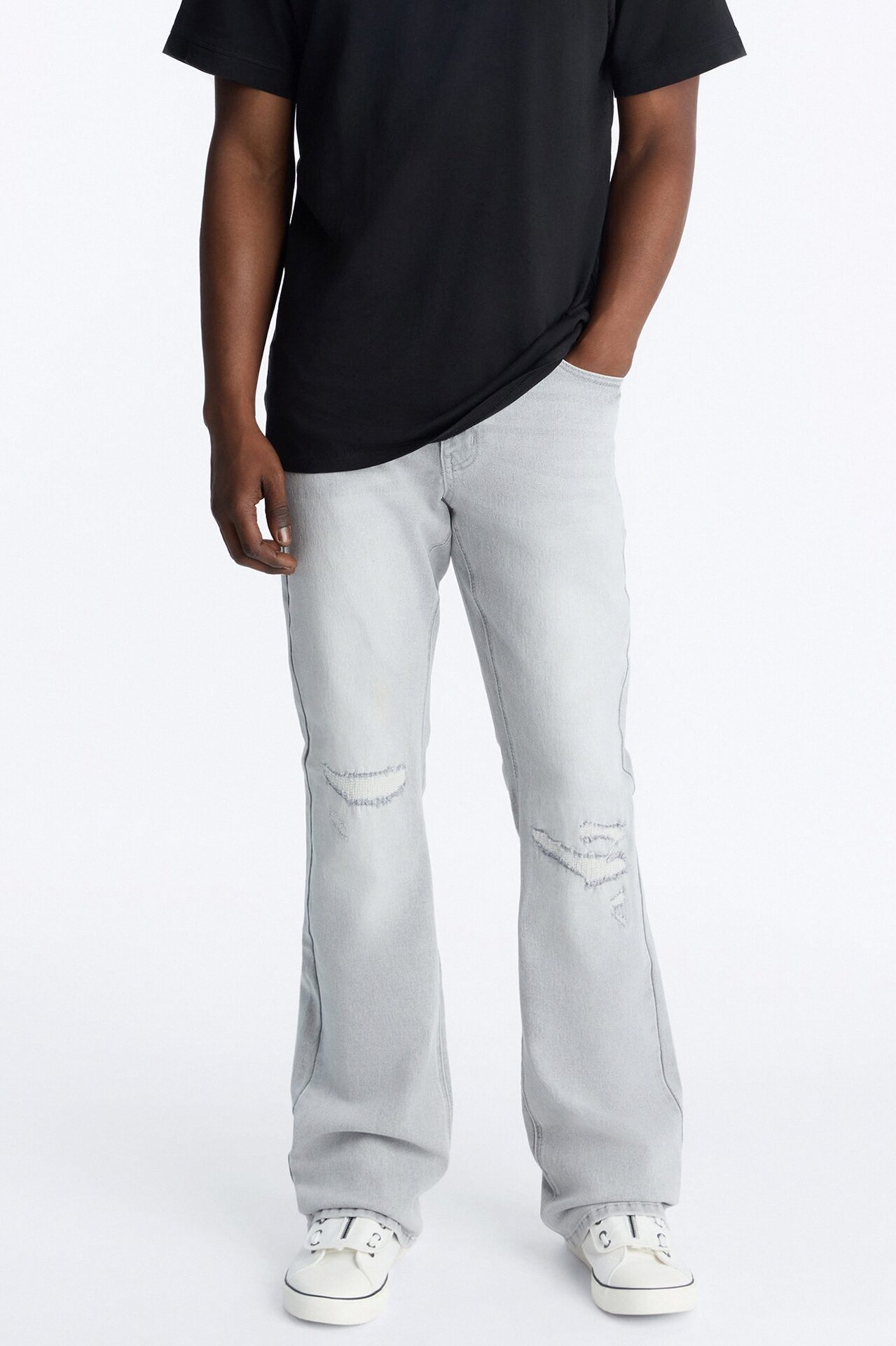 Dreamy Stacked Slim Flare Jeans - Grey