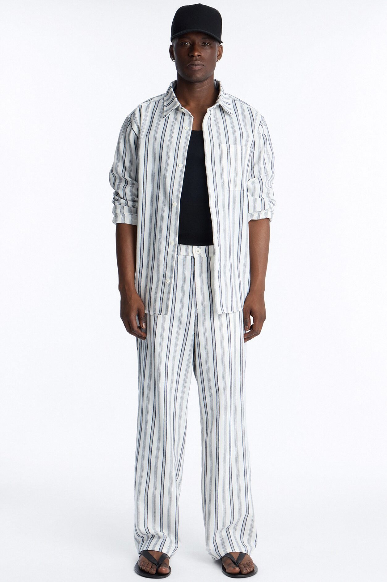 Relaxed Saltwater Stripes Button Up Shirt - White/combo