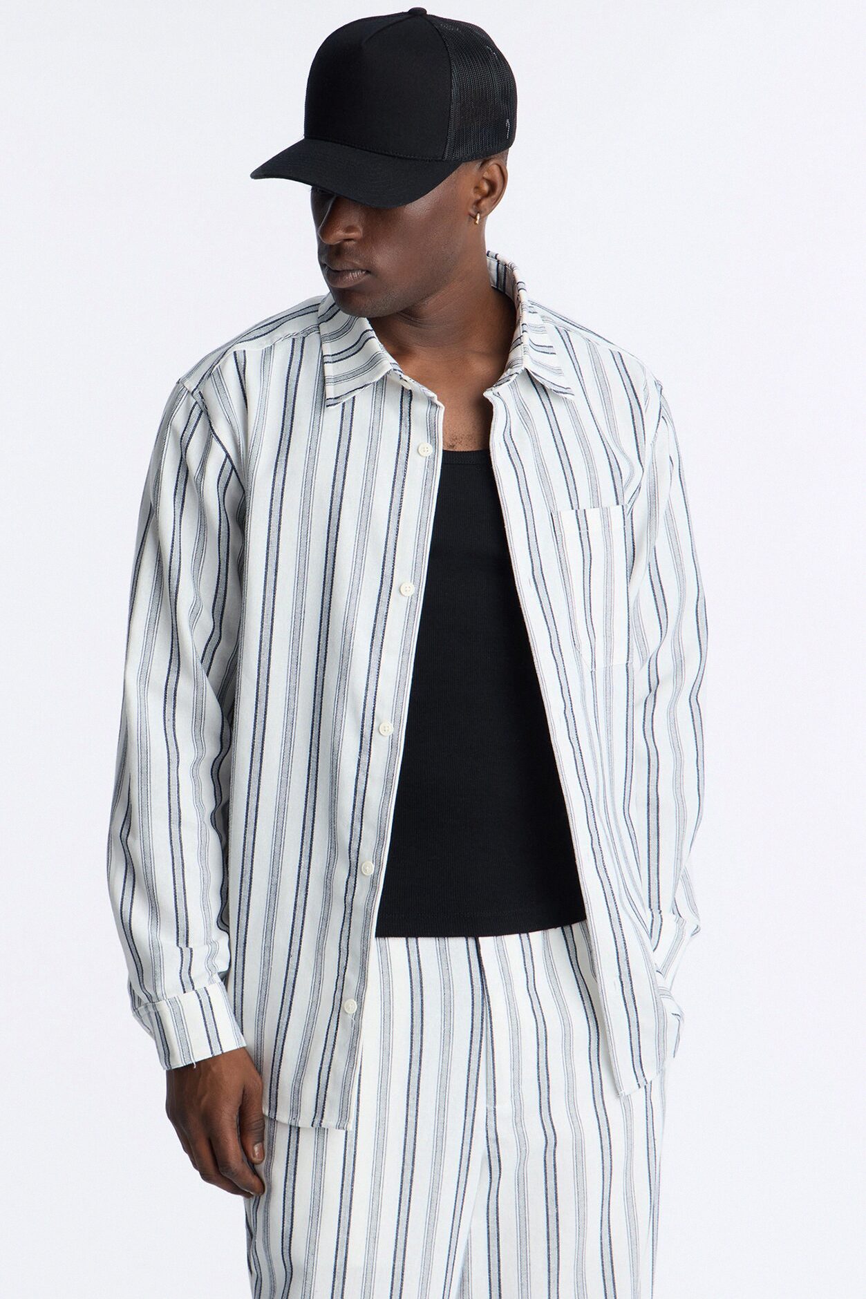 Relaxed Saltwater Stripes Button Up Shirt - White/combo
