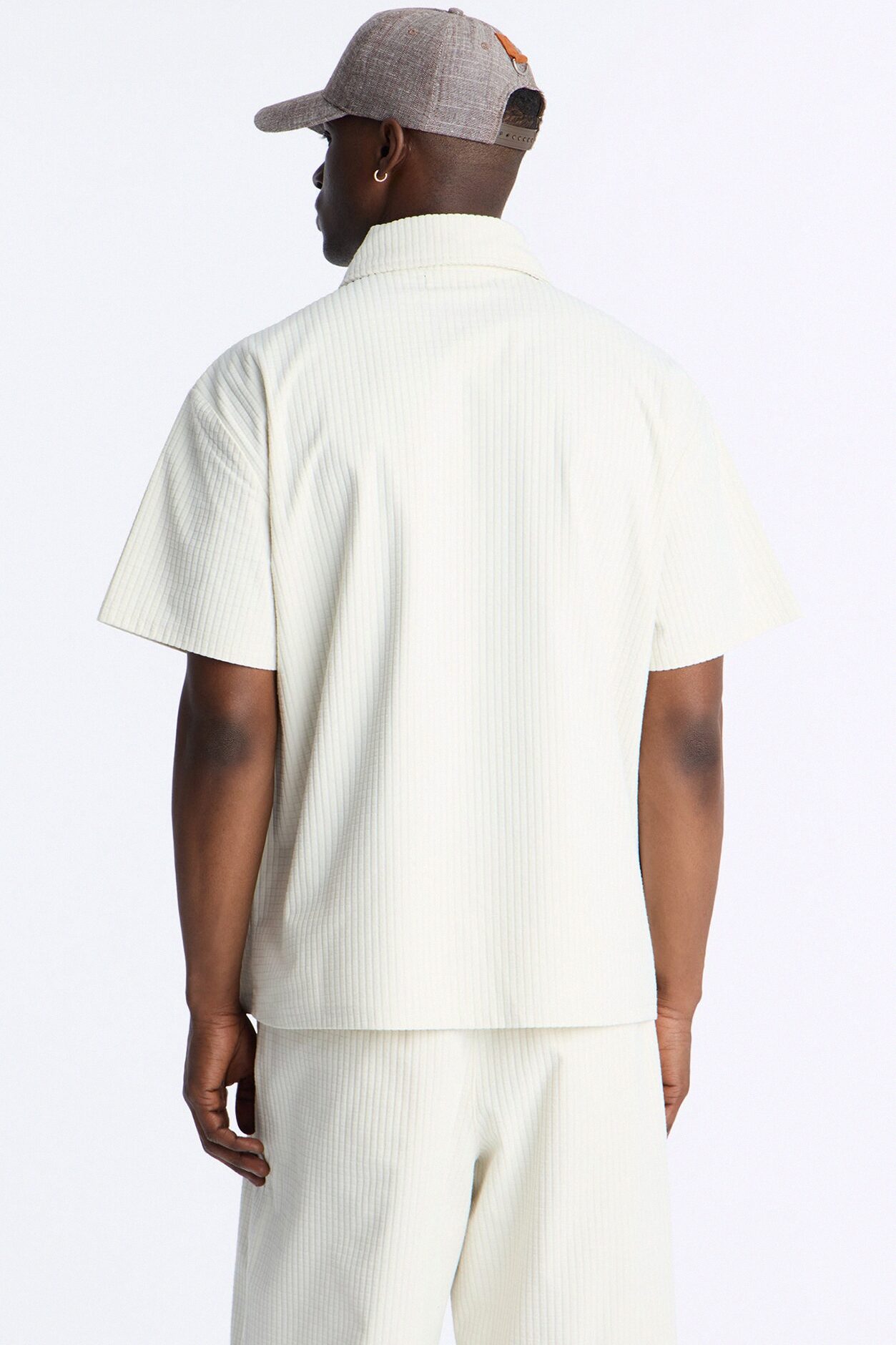 Terrance Textured Stripe Polo - Cream