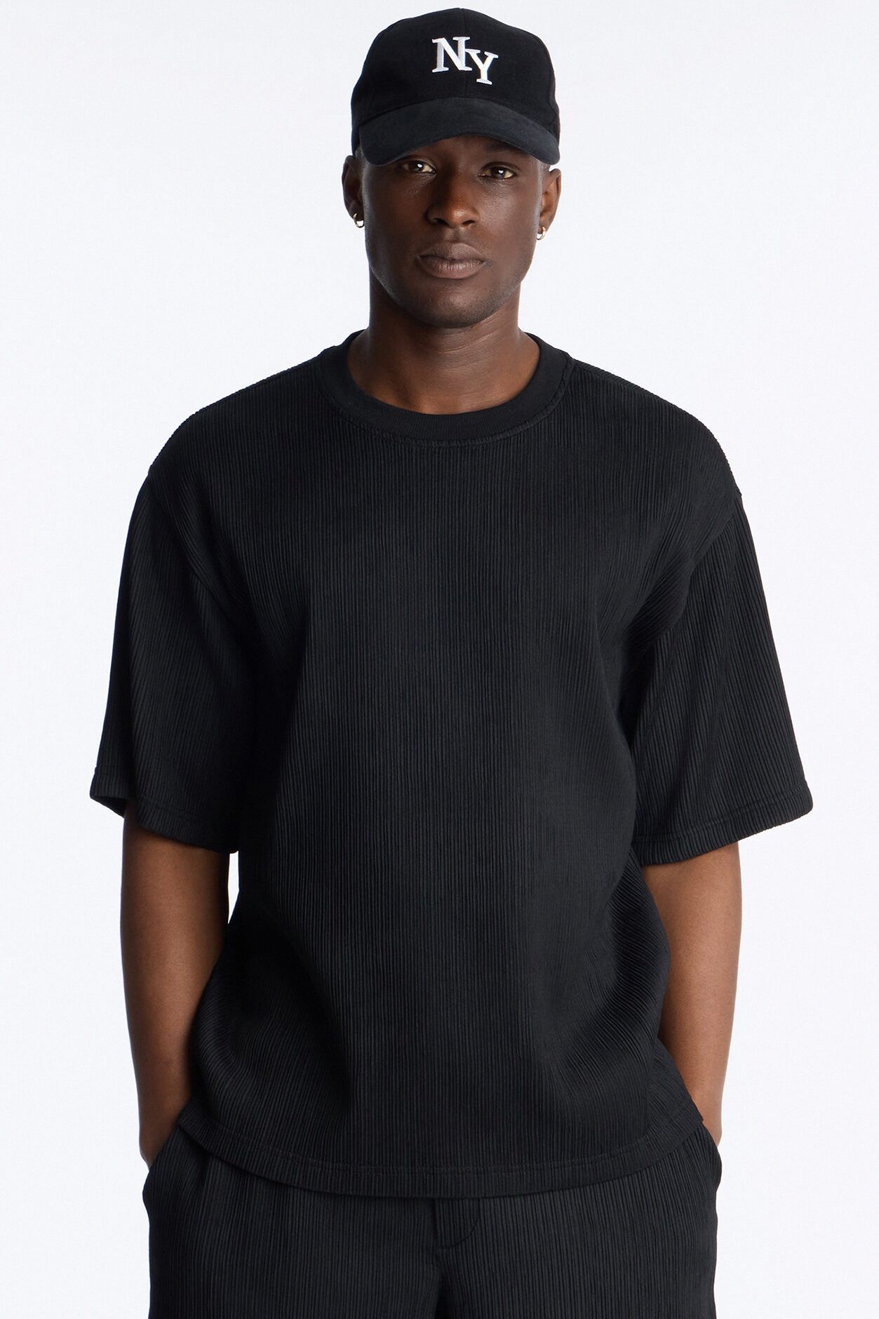 Pure Form Plisse Tee - Black