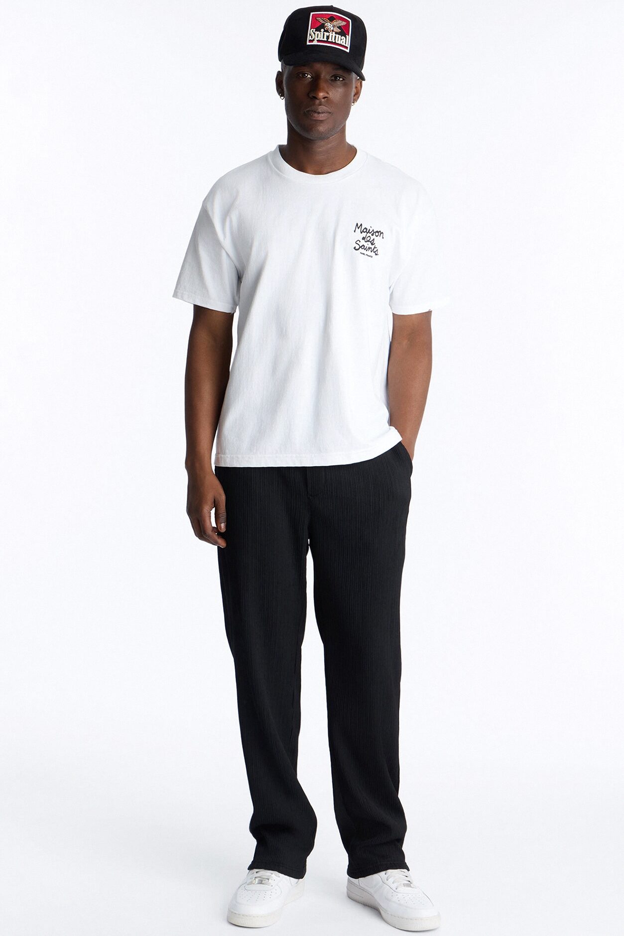 Pure Form Plisse Straight Leg Pant - Black