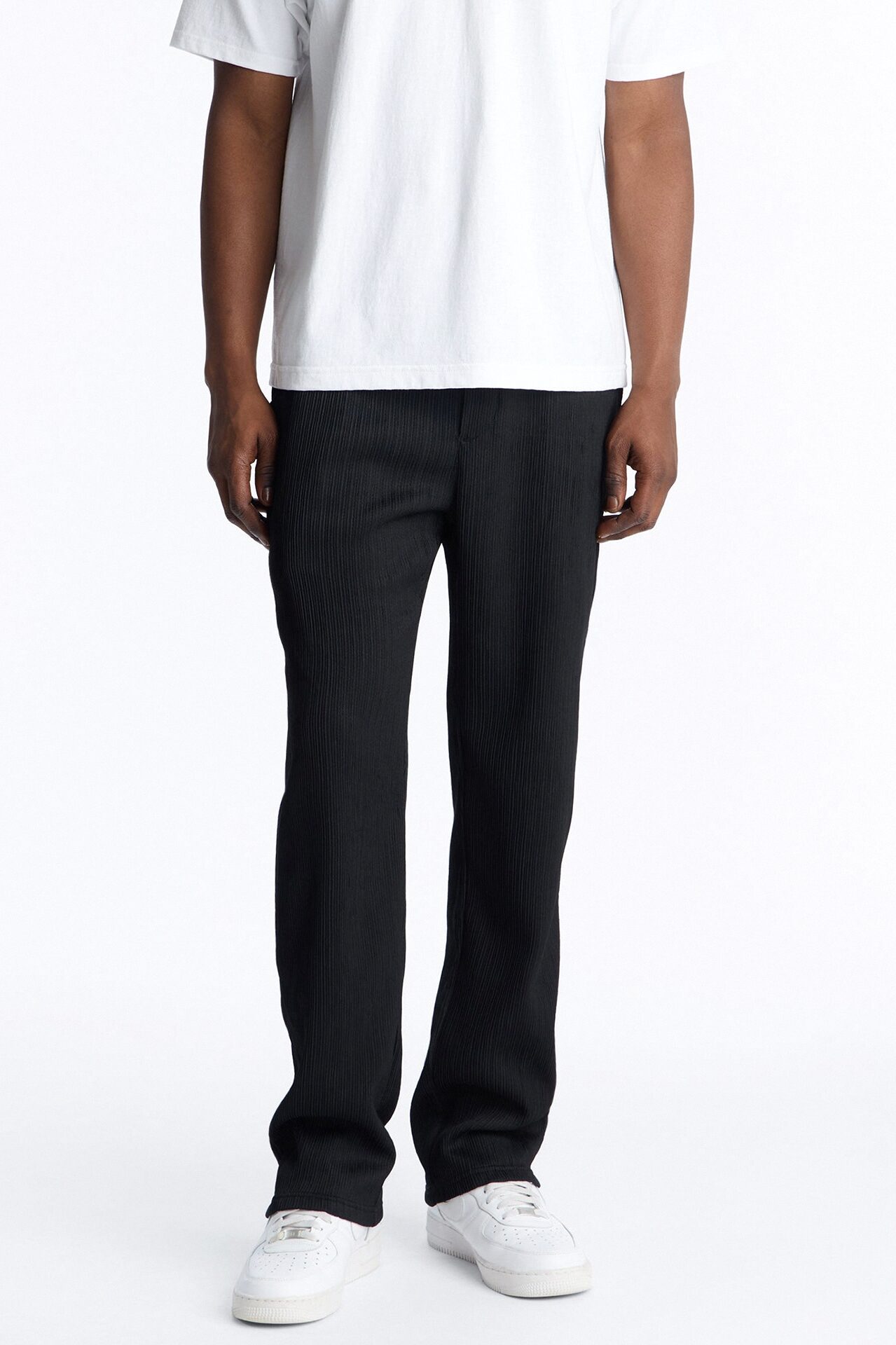 Pure Form Plisse Straight Leg Pant - Black