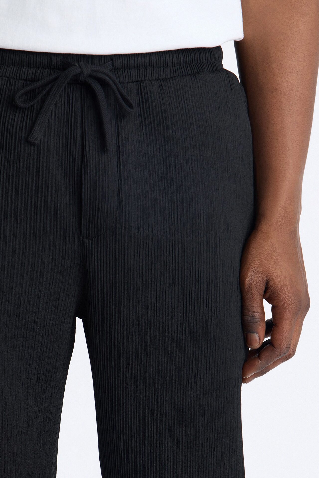 Pure Form Plisse Straight Leg Pant - Black