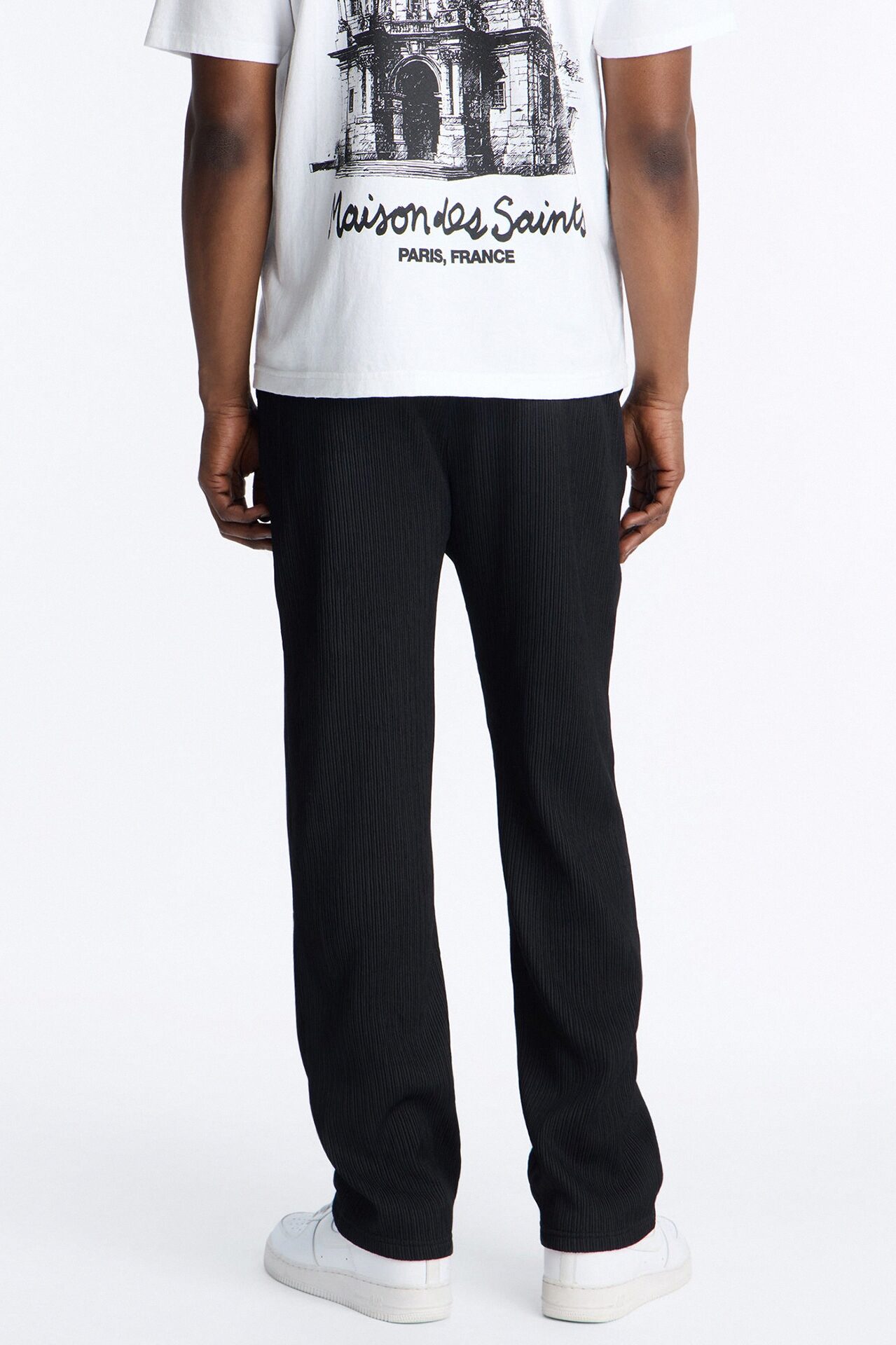 Pure Form Plisse Straight Leg Pant - Black
