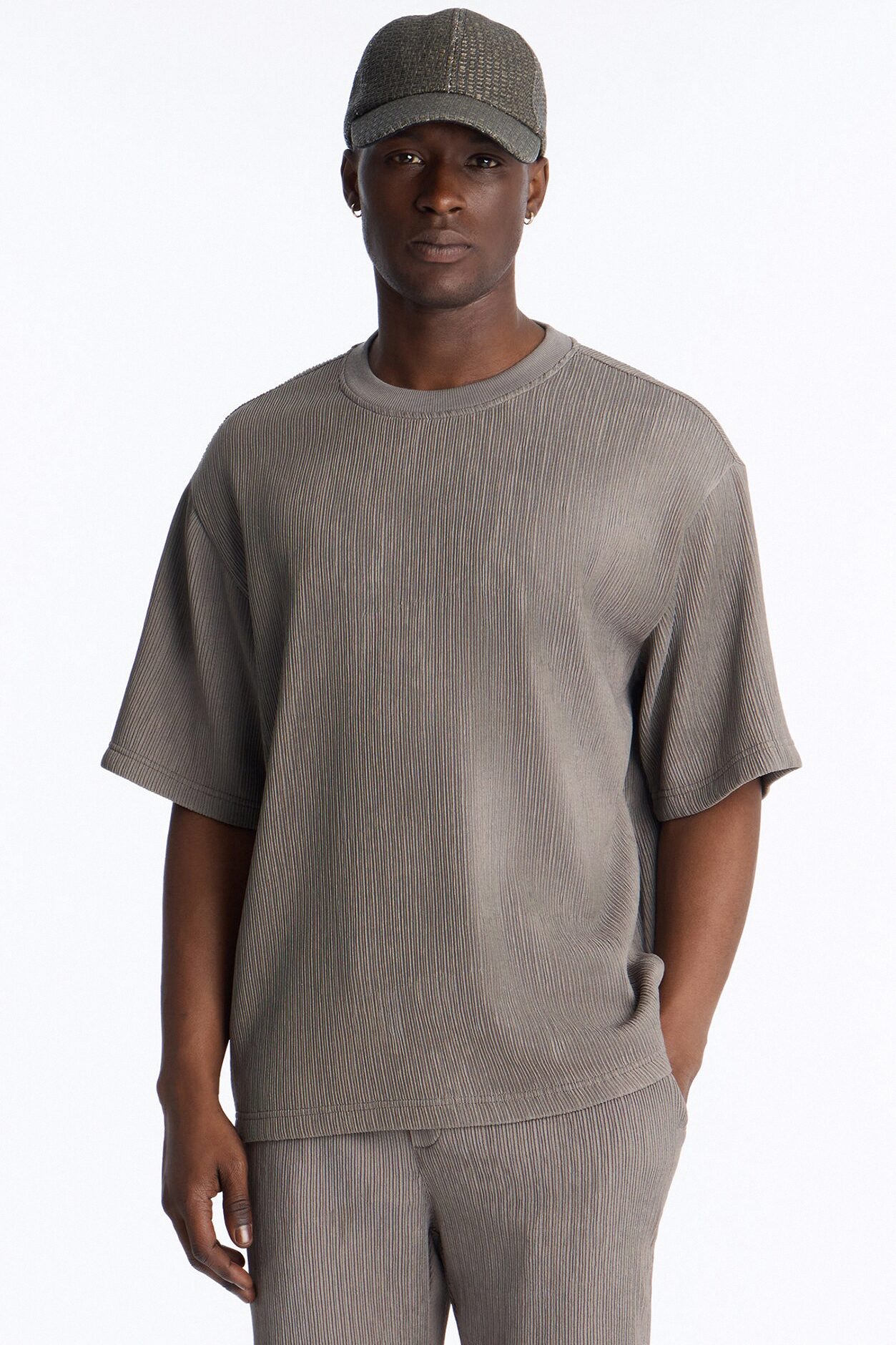 Pure Form Plisse Tee - Brown