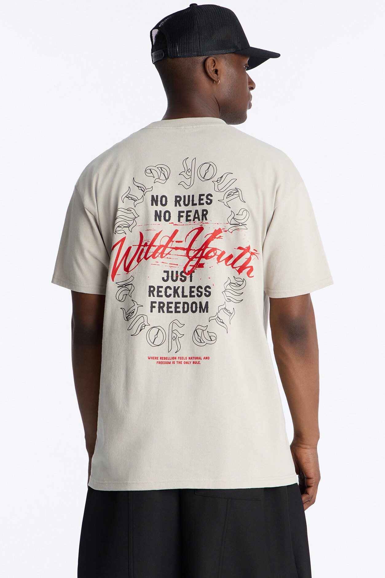 Wild Youth Freedom Oversized Short Sleeve Tee - Grey