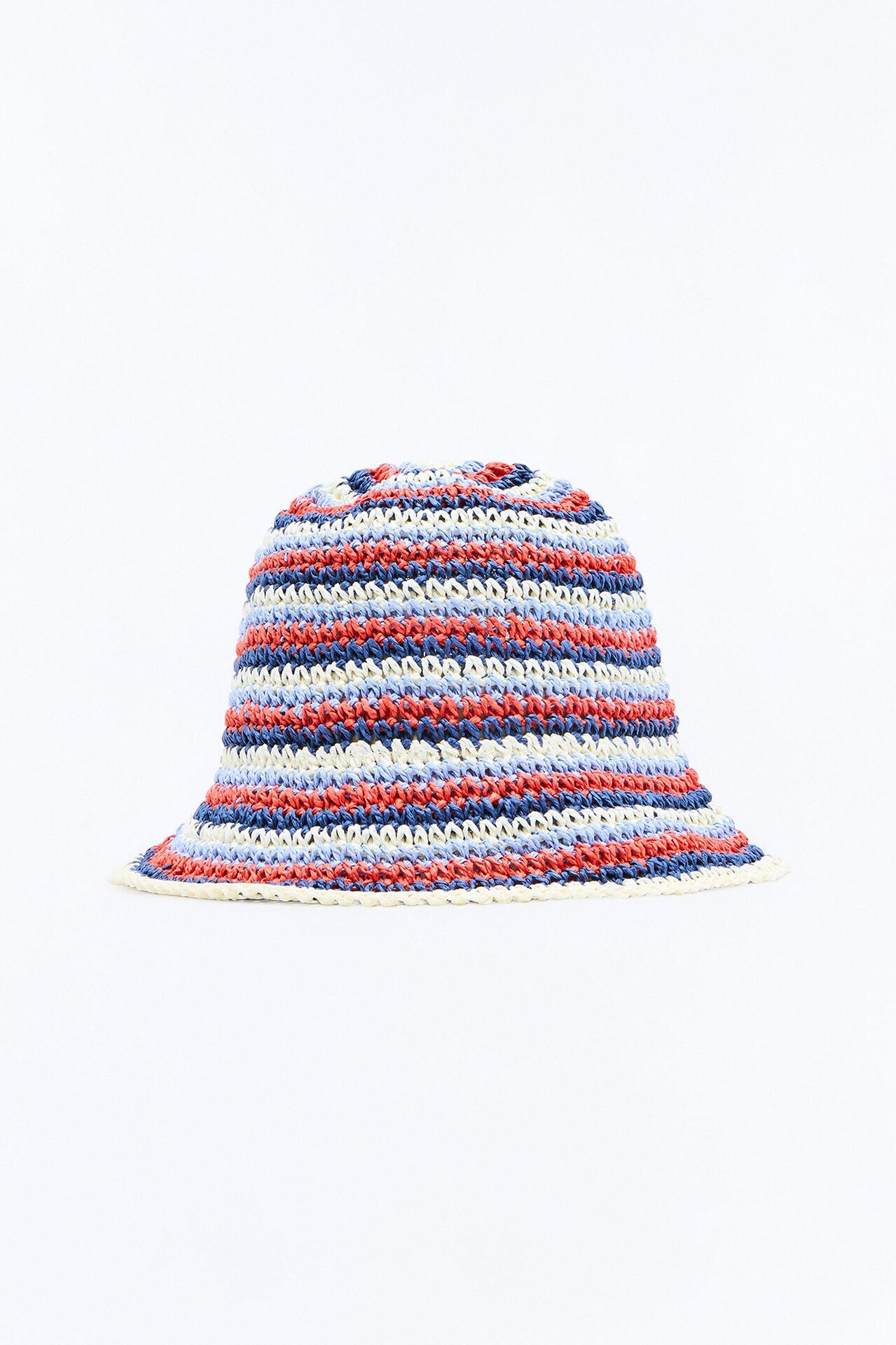 Riviera Stripe Straw Bucket Hat - Red/combo