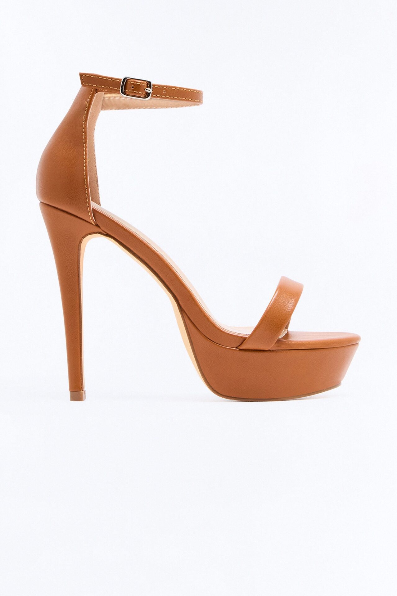 Azura Platform Ankle Strap Heels - Cognac