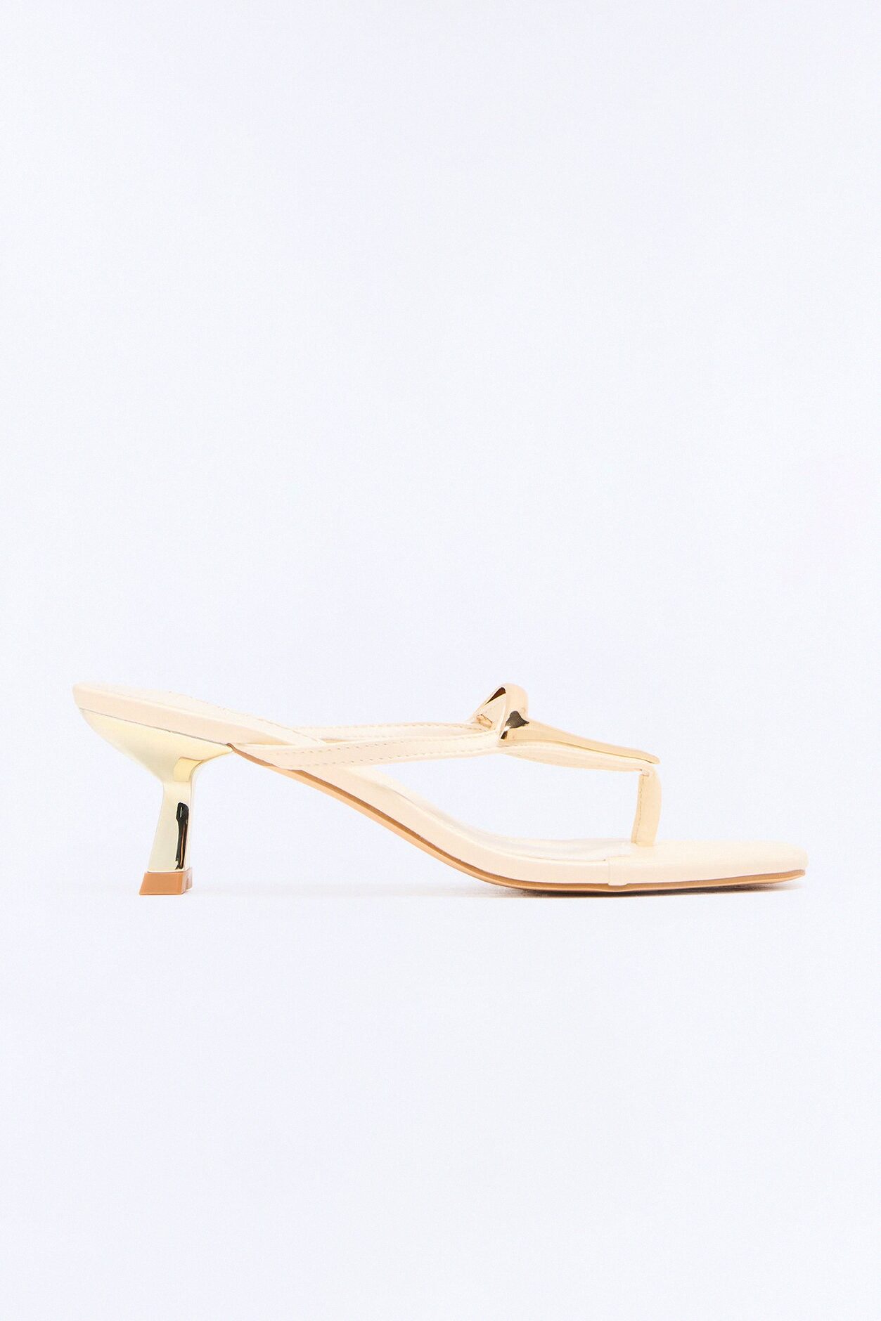 Unmatched Hardware Kitten Heels - White