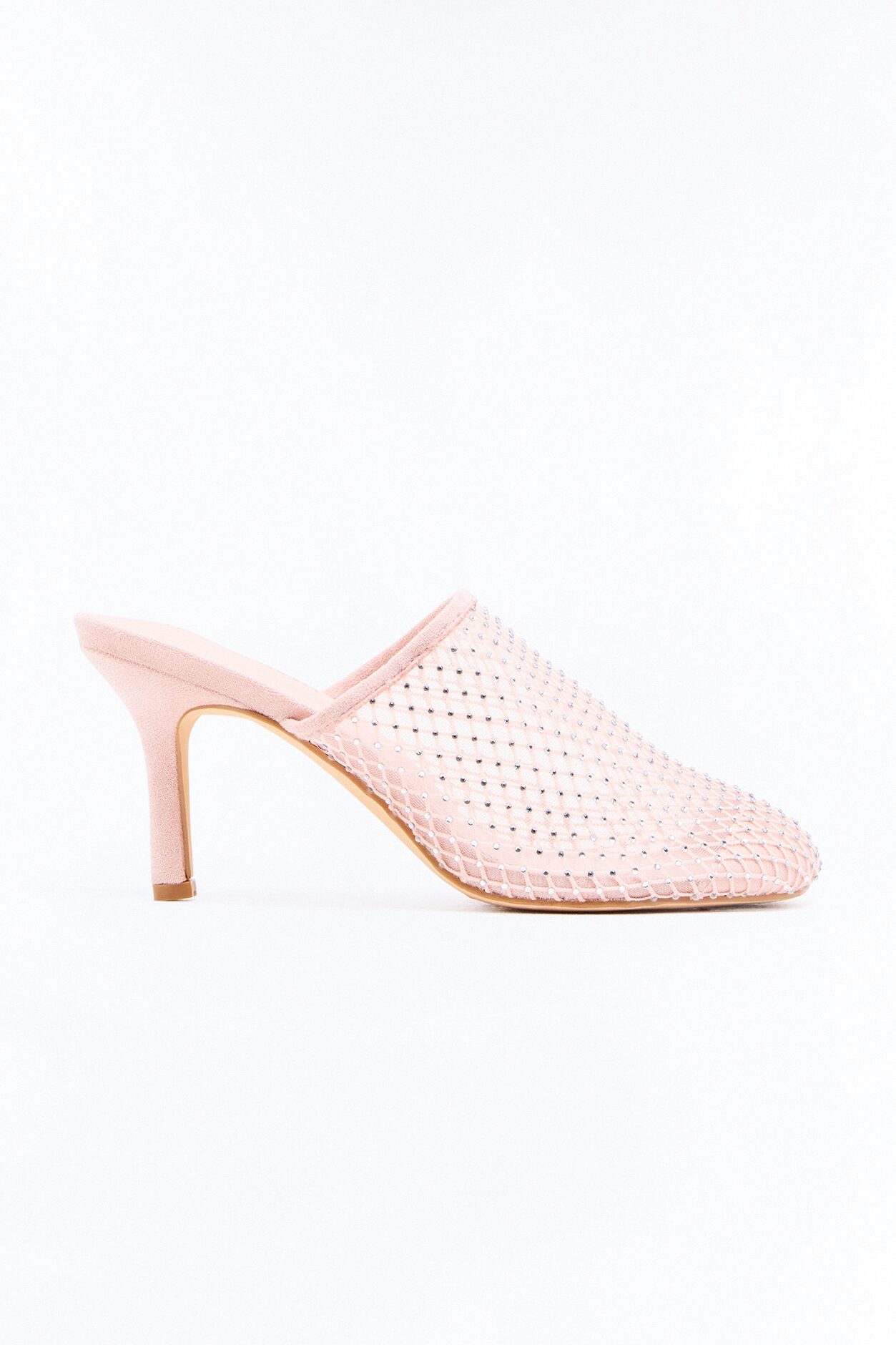Soraya Fishnet Rhinestone Pumps - Nude
