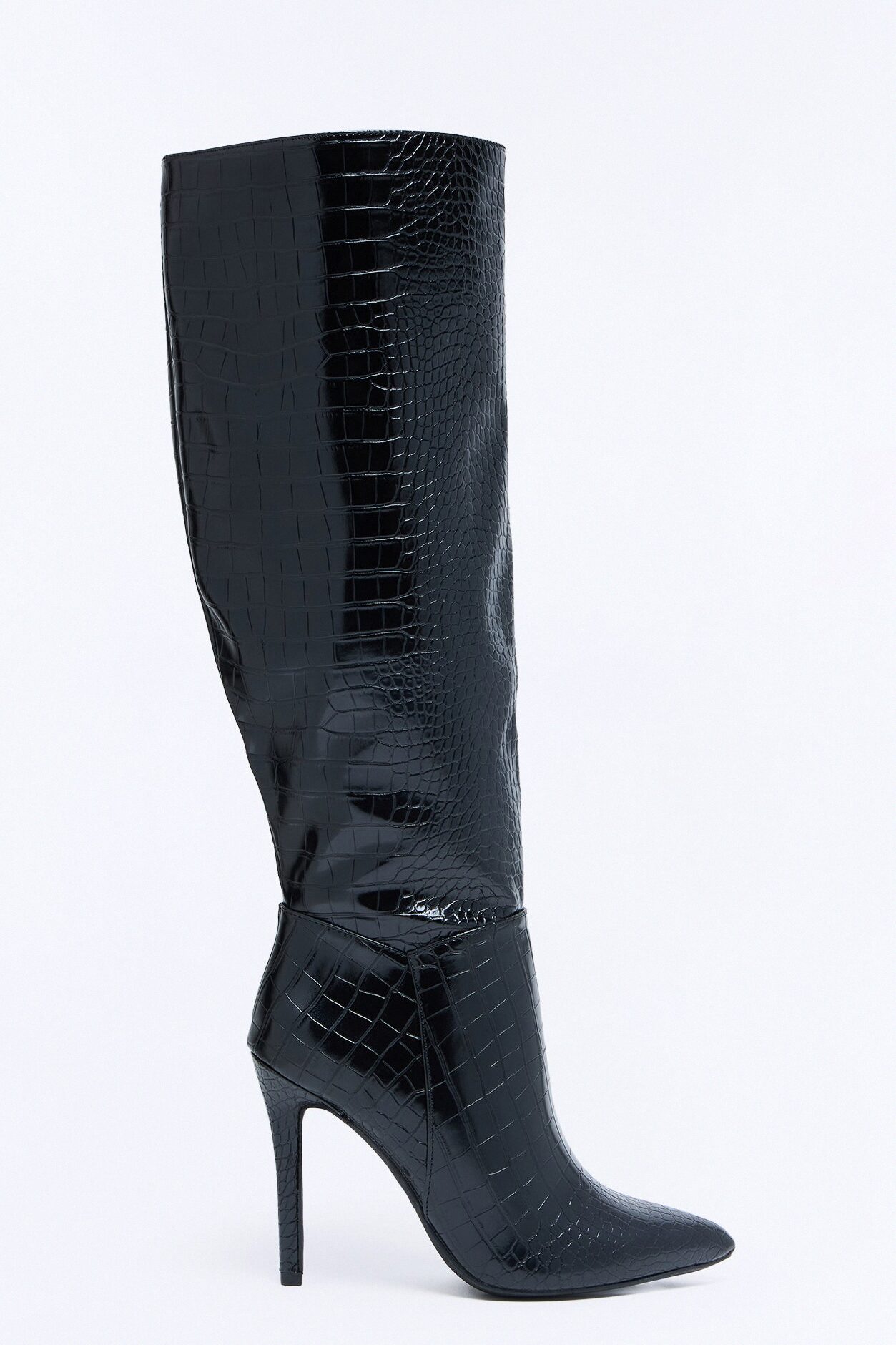 Renny Stiletto Knee High Boots - Black/combo