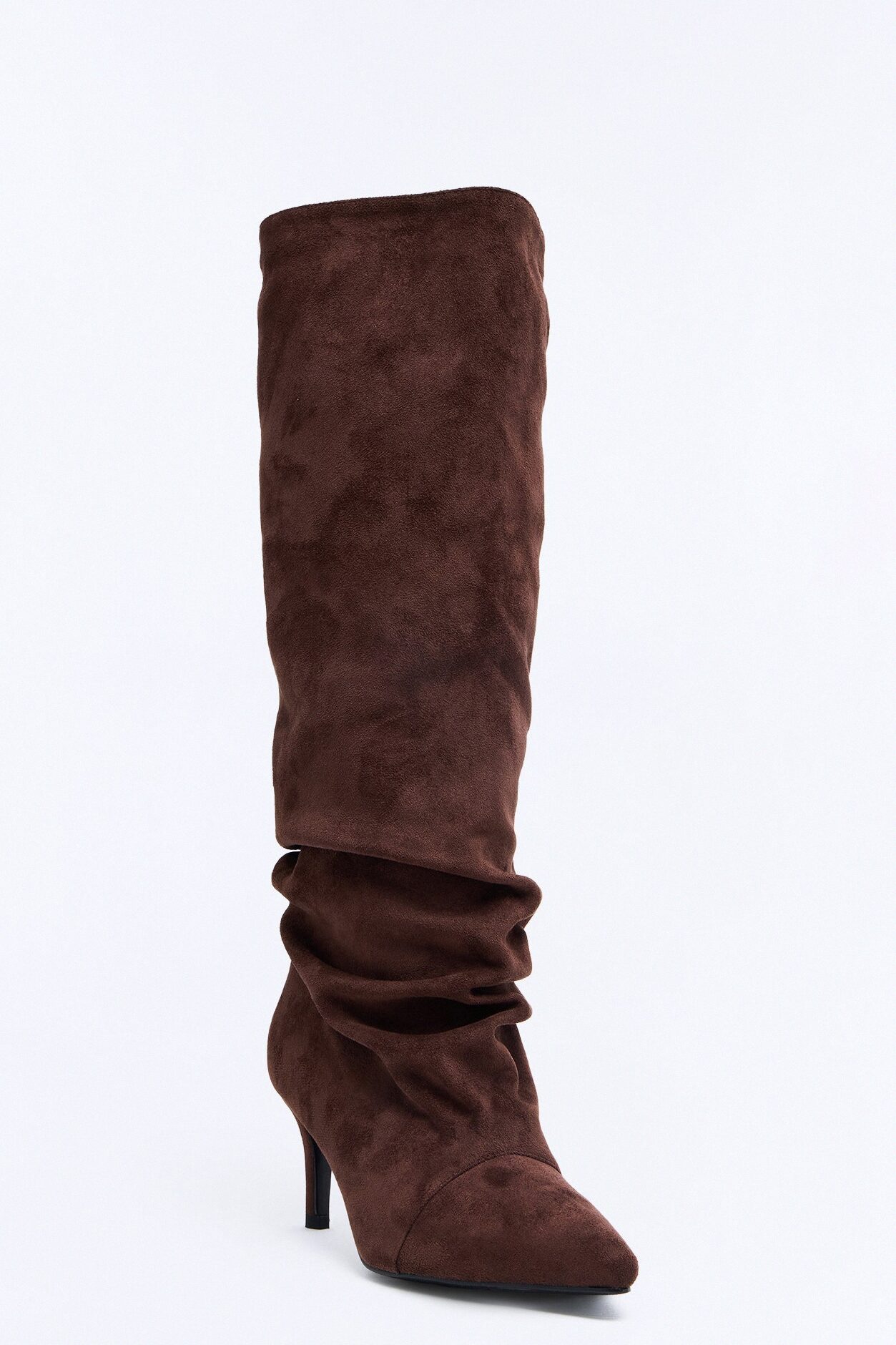 Pico Ruched Suede Boots - Chocolate