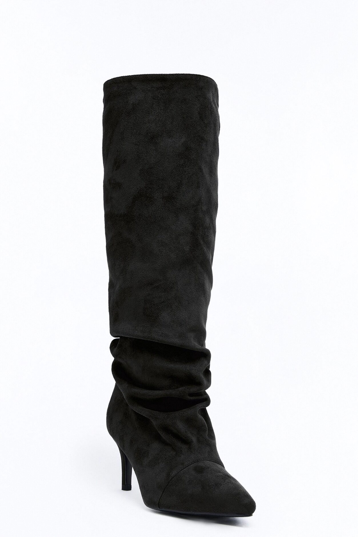Pico Ruched Suede Boots - Black