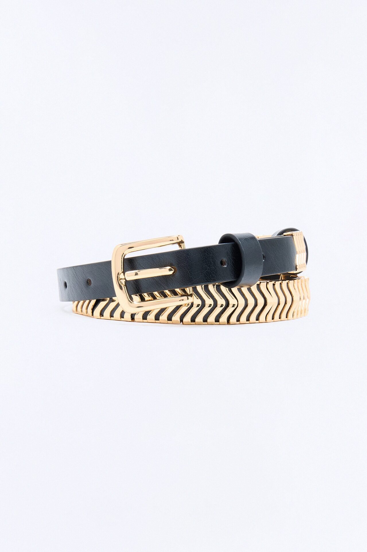 Iron Trail Faux Leather Belt - Black/Gold