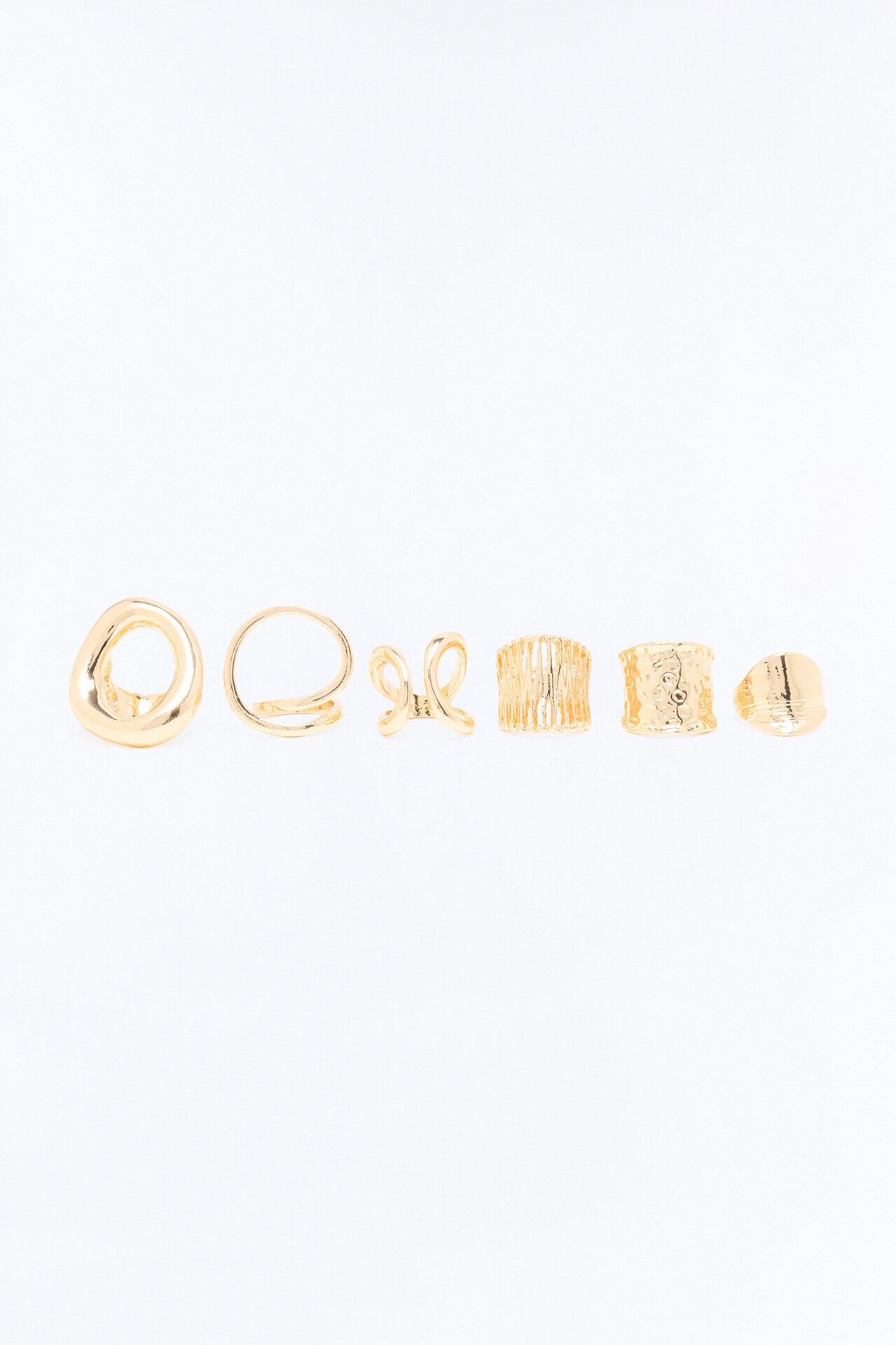So Abstract 6 Piece Ring Set - Gold