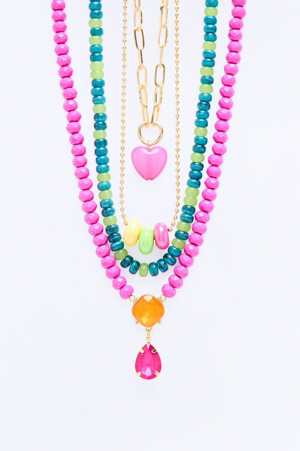 Sugar Blush Layered Necklace - Pink/combo