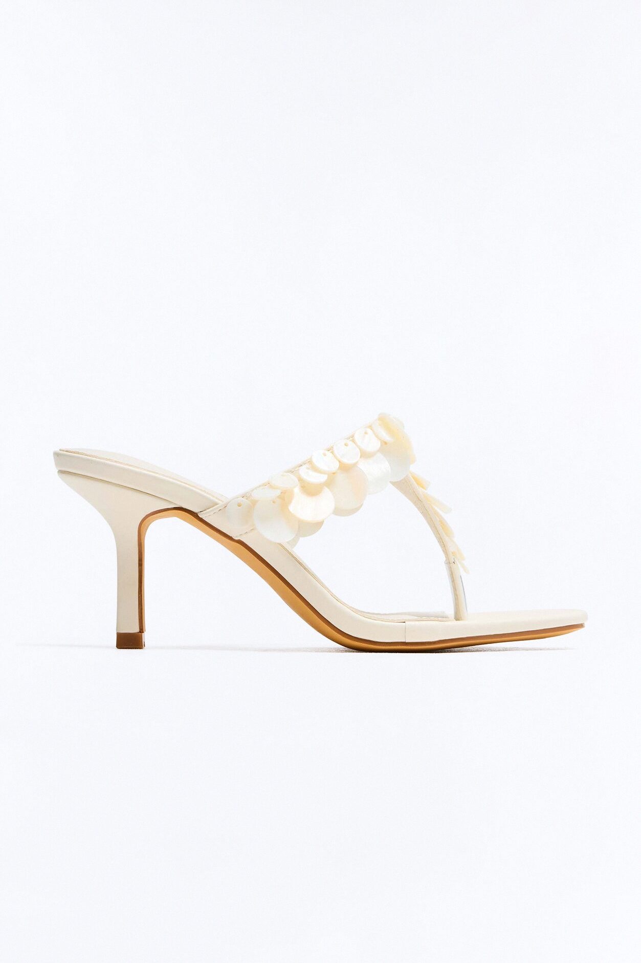 Kenly Shell Thong Heels - Cream