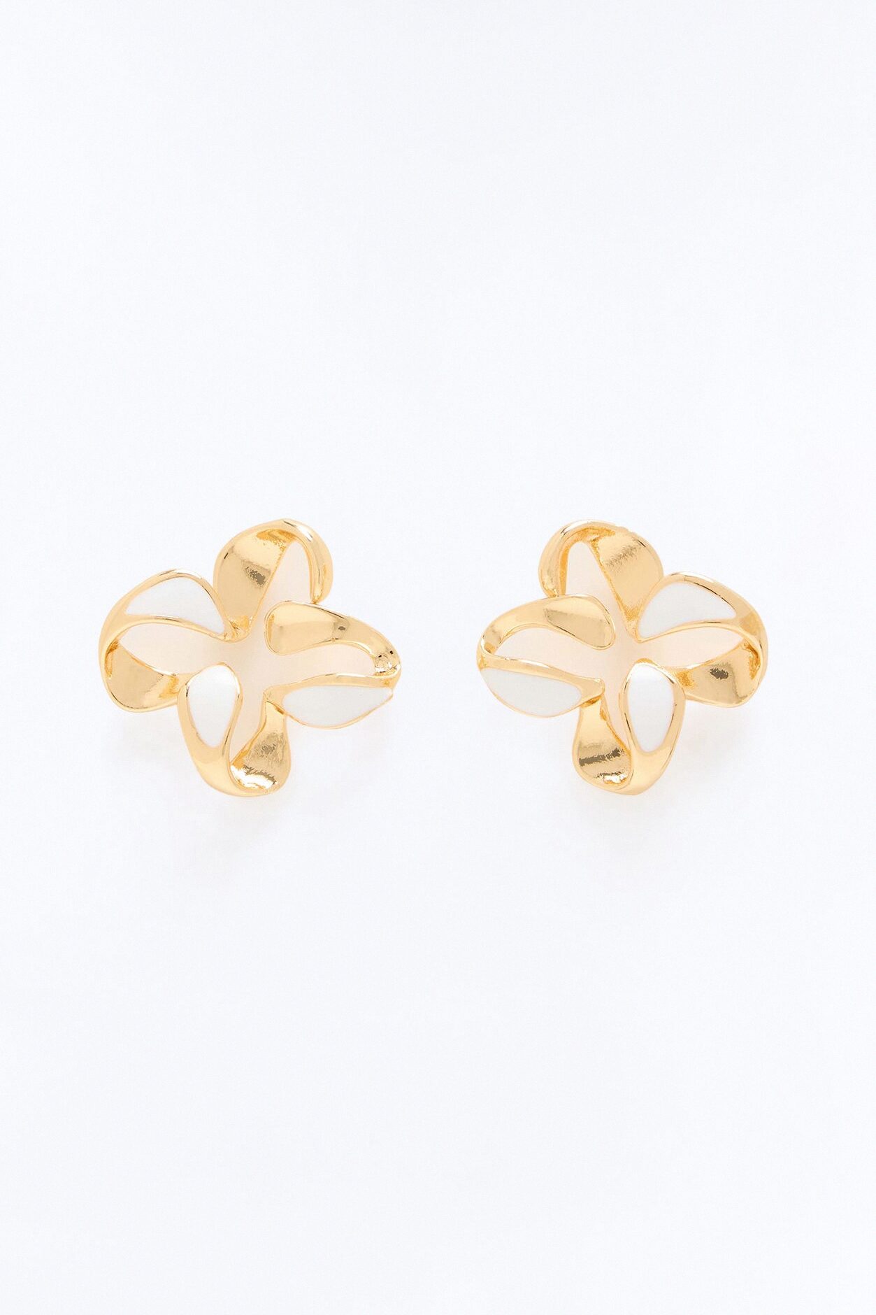 Star Lily Stud Earrings - White/Gold