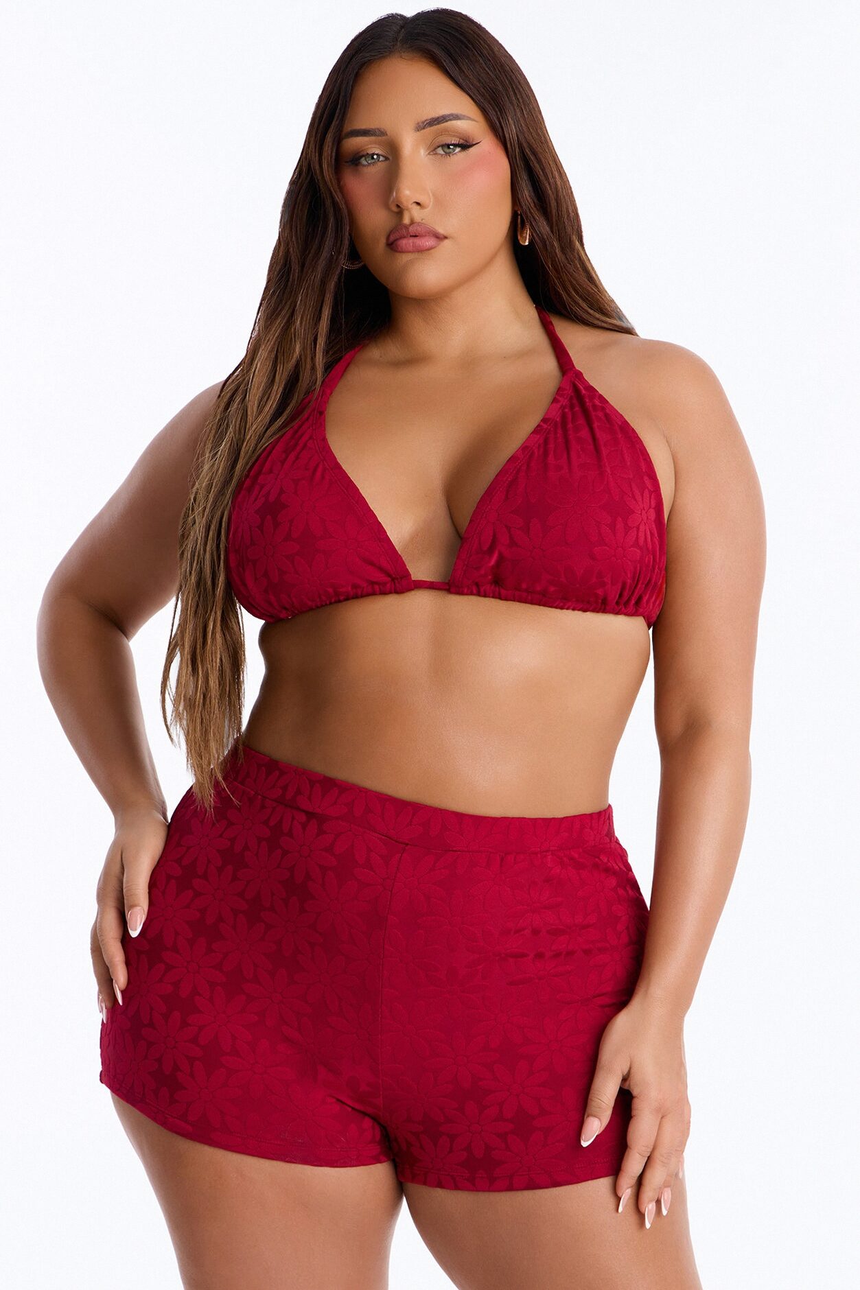 Marla Terry Cloth 2 Piece Boyshort Bikini Set - Raspberry