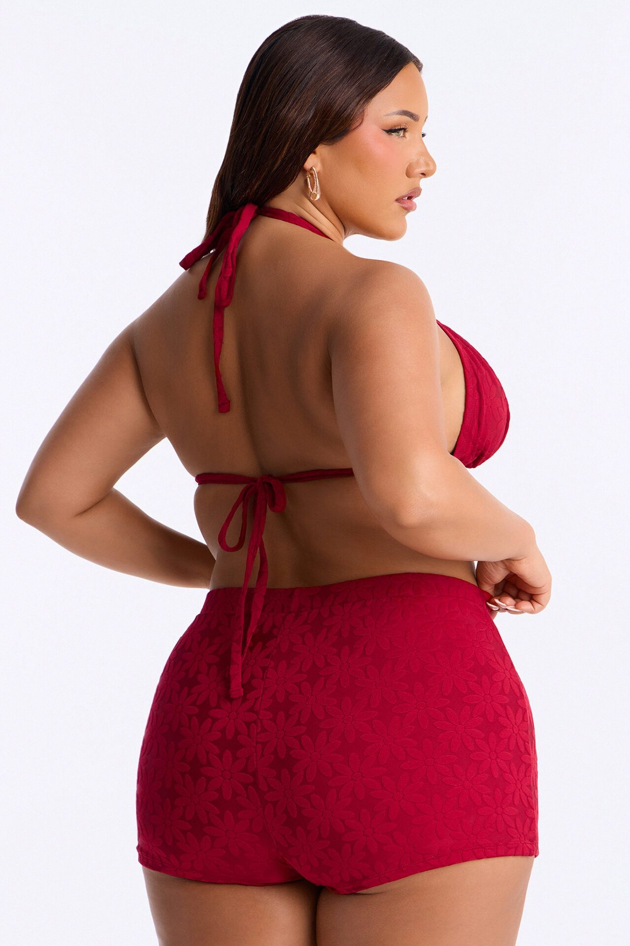 Marla Terry Cloth 2 Piece Boyshort Bikini Set - Raspberry