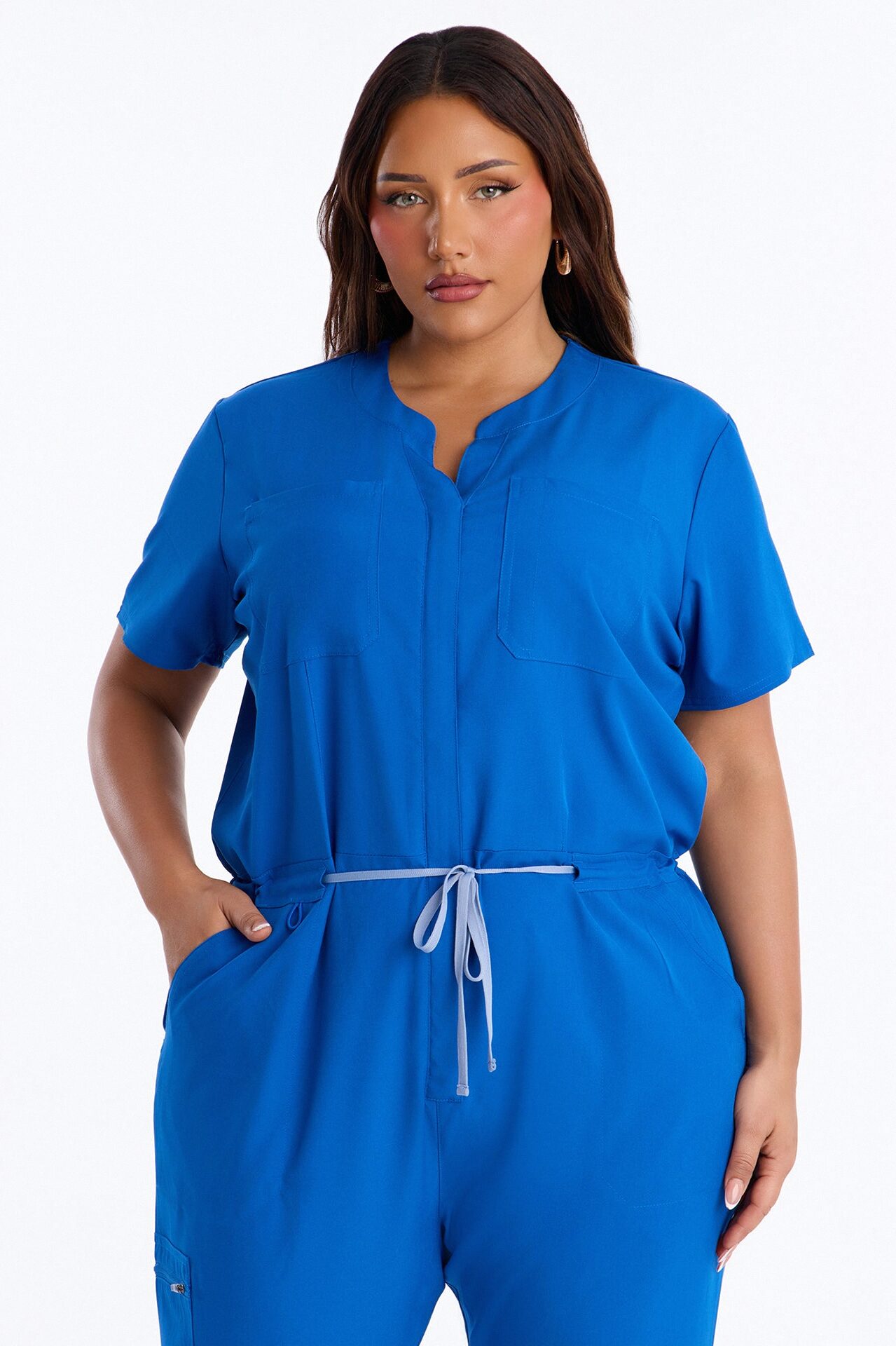 Prime Care Belted Uniform Scrub Jumpsuit - Royal