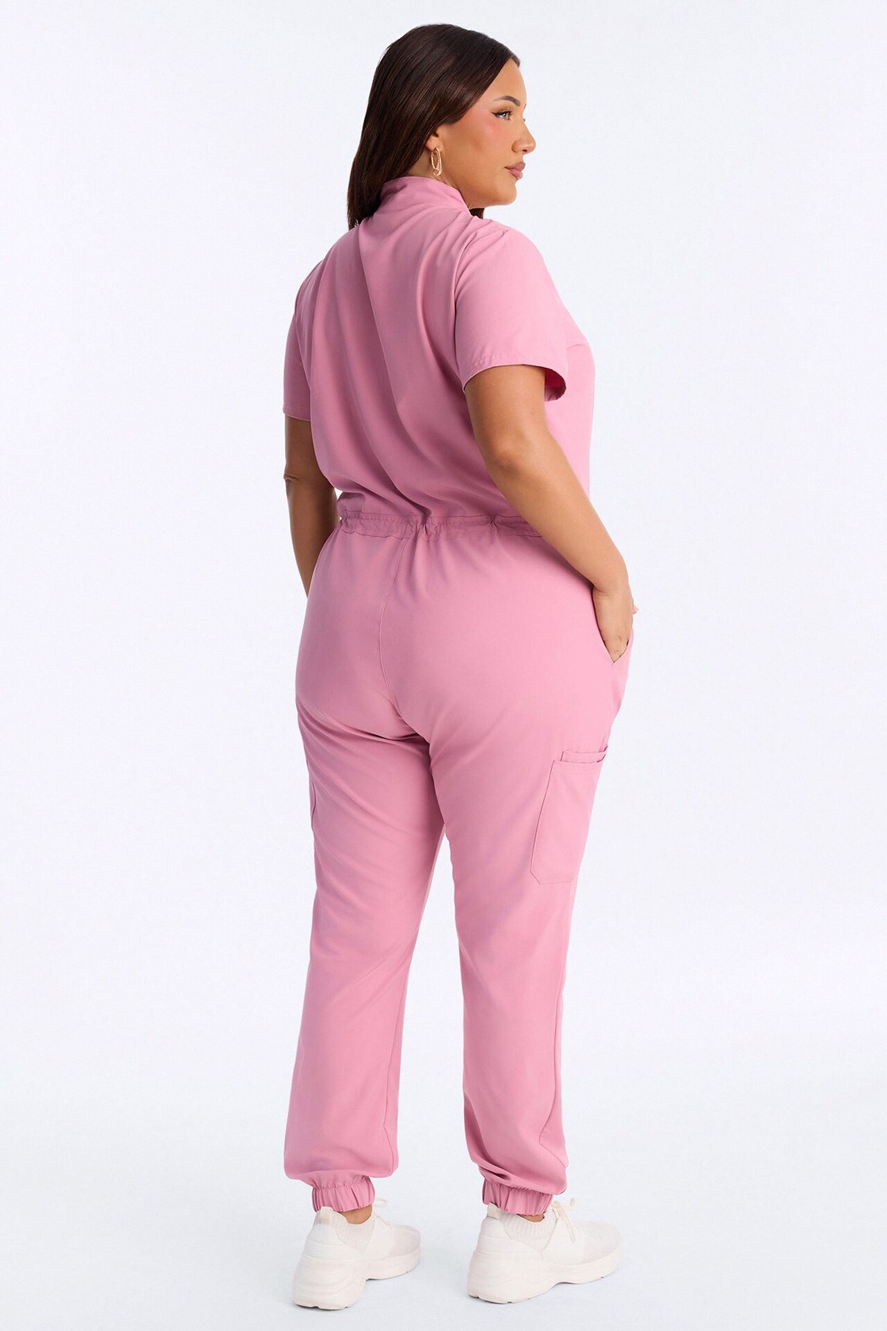 Standard Procedure Zip Up Jogger Uniform Scrub Jumpsuit - Mauve