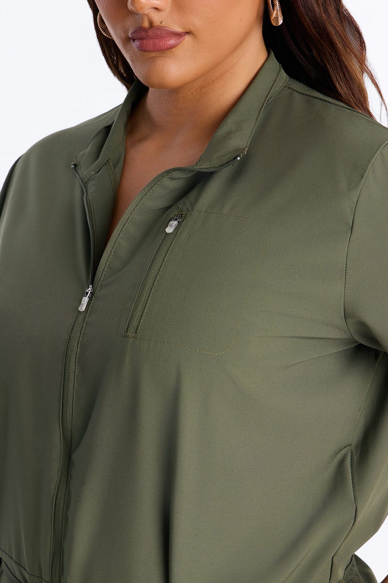 Standard Procedure Zip Up Jogger Uniform Scrub Jumpsuit - Olive