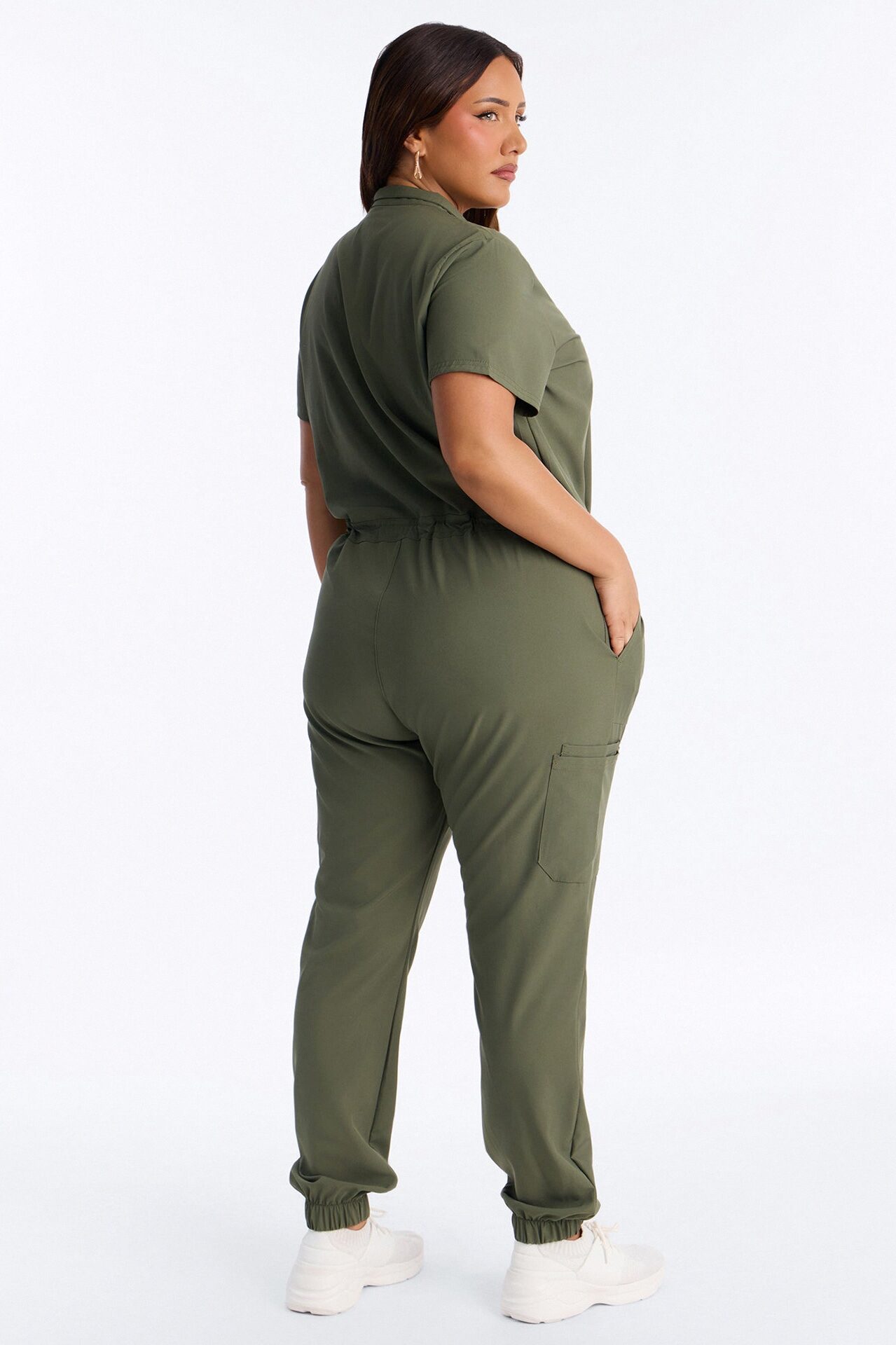 Standard Procedure Zip Up Jogger Uniform Scrub Jumpsuit - Olive