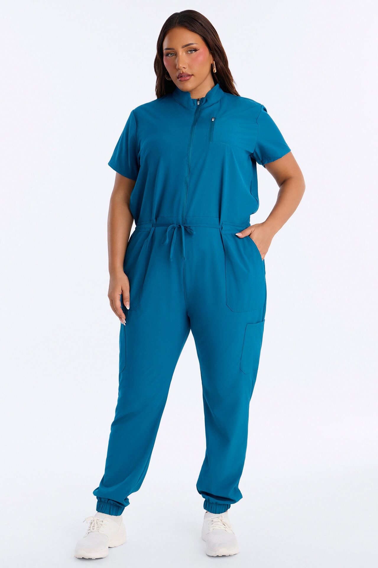 Standard Procedure Zip Up Jogger Uniform Scrub Jumpsuit - Blue