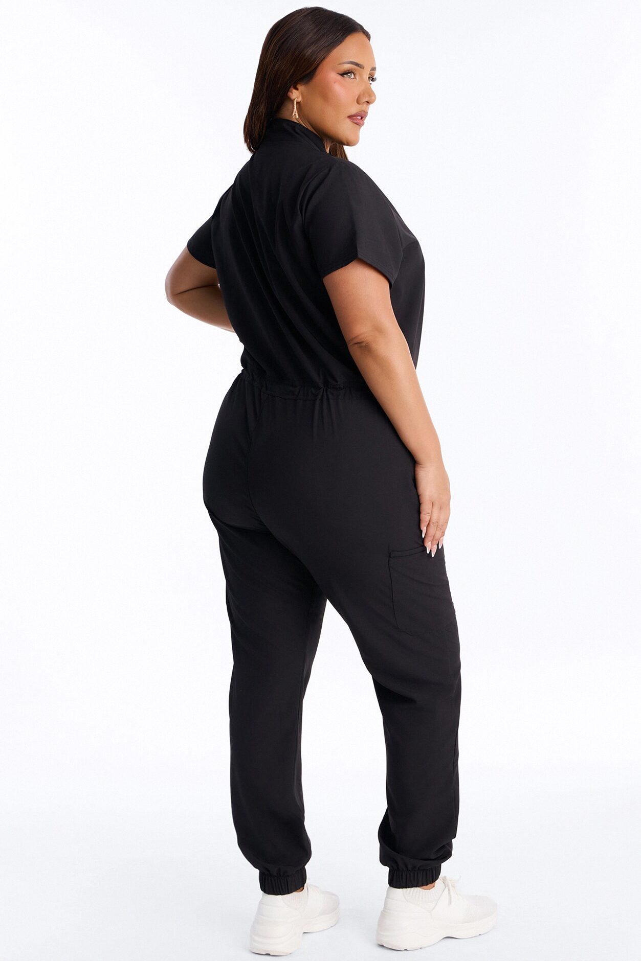 Standard Procedure Zip Up Jogger Uniform Scrub Jumpsuit - Black