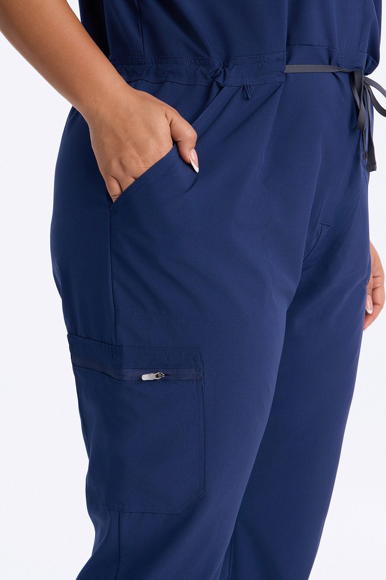 Prime Care Belted Uniform Scrub Jumpsuit - Navy