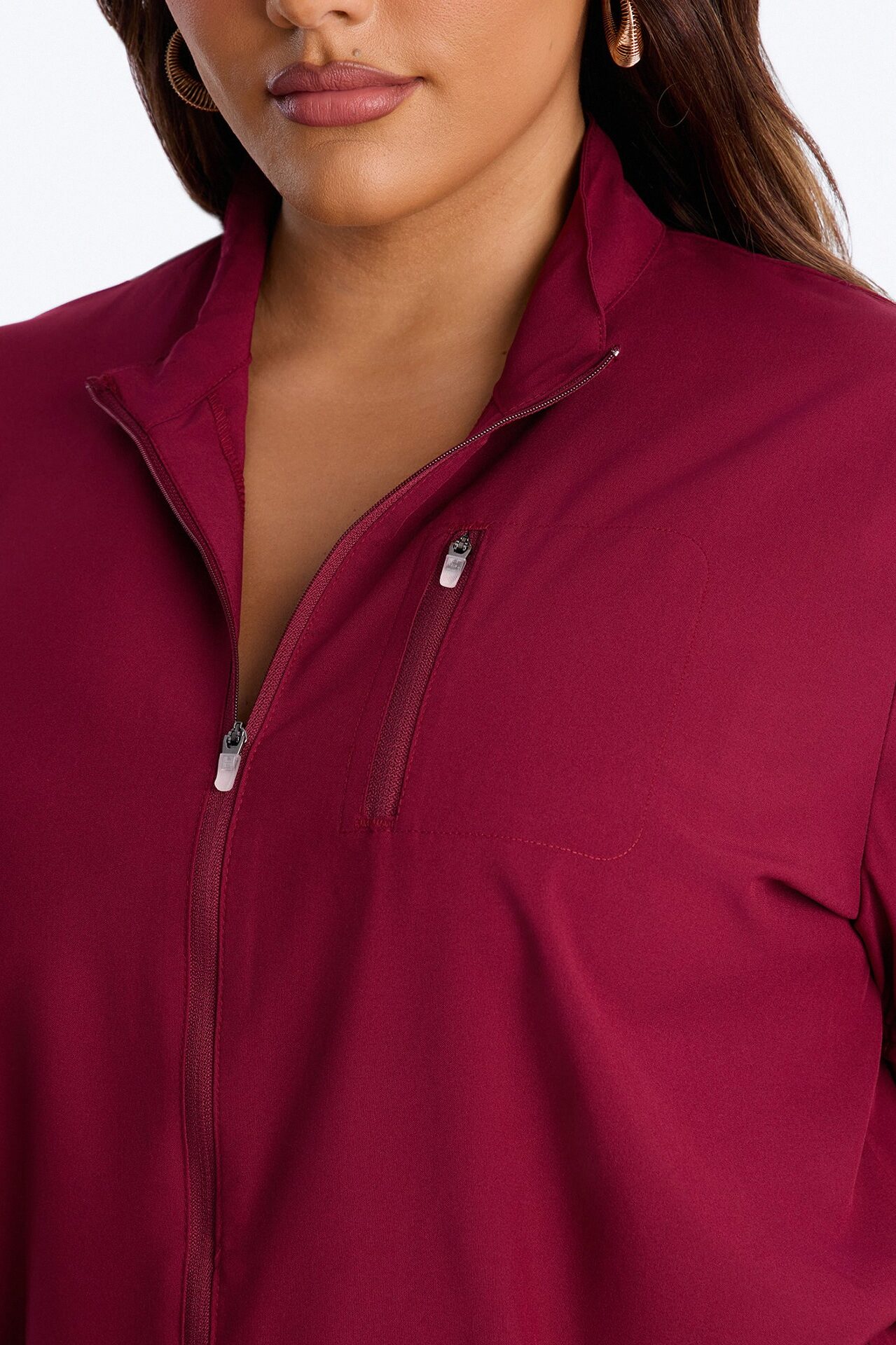Standard Procedure Zip Up Jogger Uniform Scrub Jumpsuit - Wine