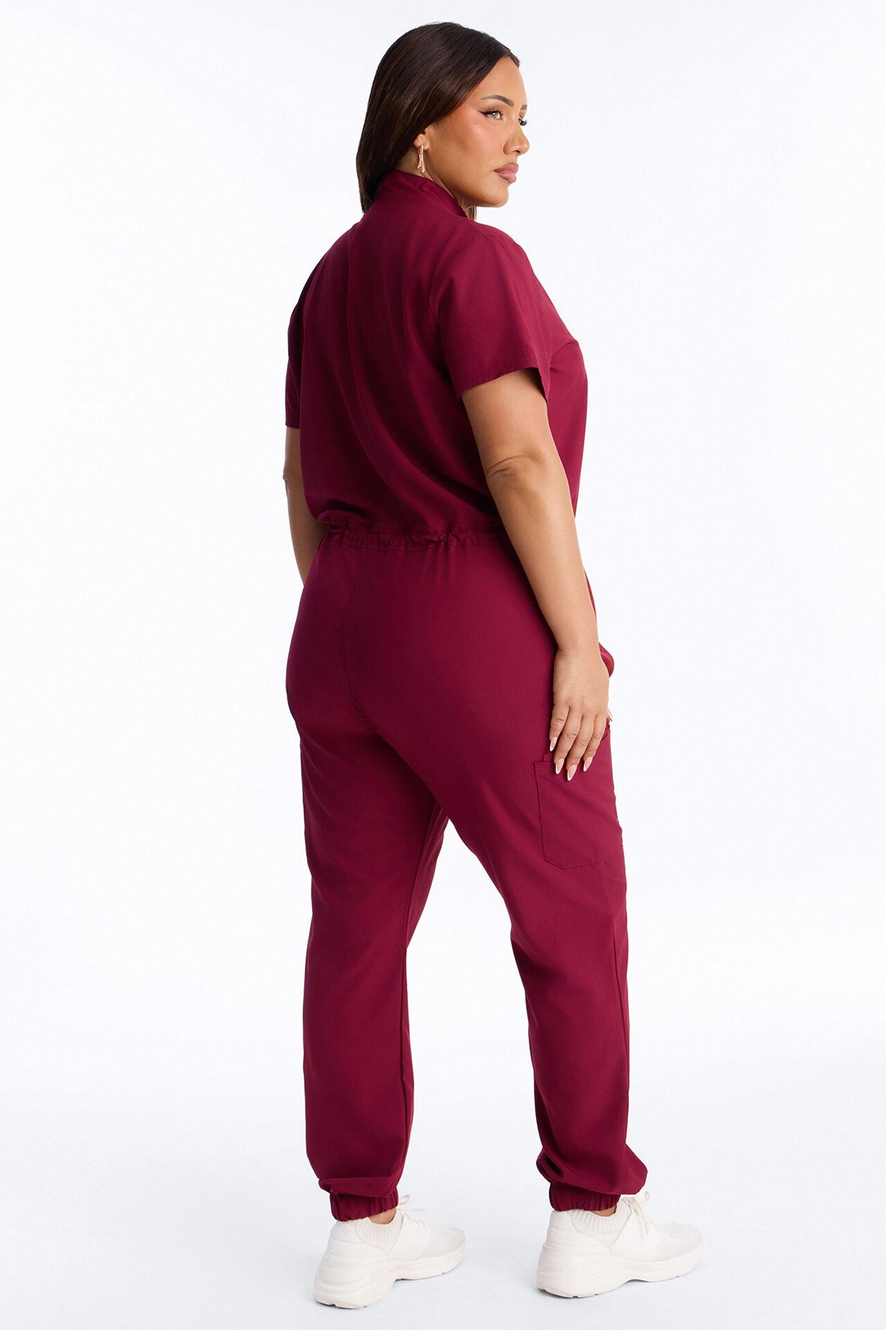 Standard Procedure Zip Up Jogger Uniform Scrub Jumpsuit - Wine