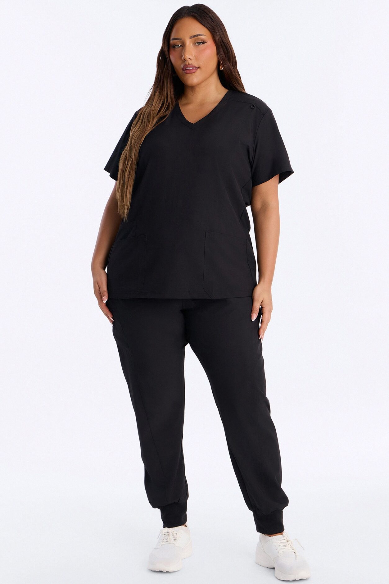 First Call 4 Way Stretch 7 Pocket Cargo Jogger Scrub Bottoms - Black