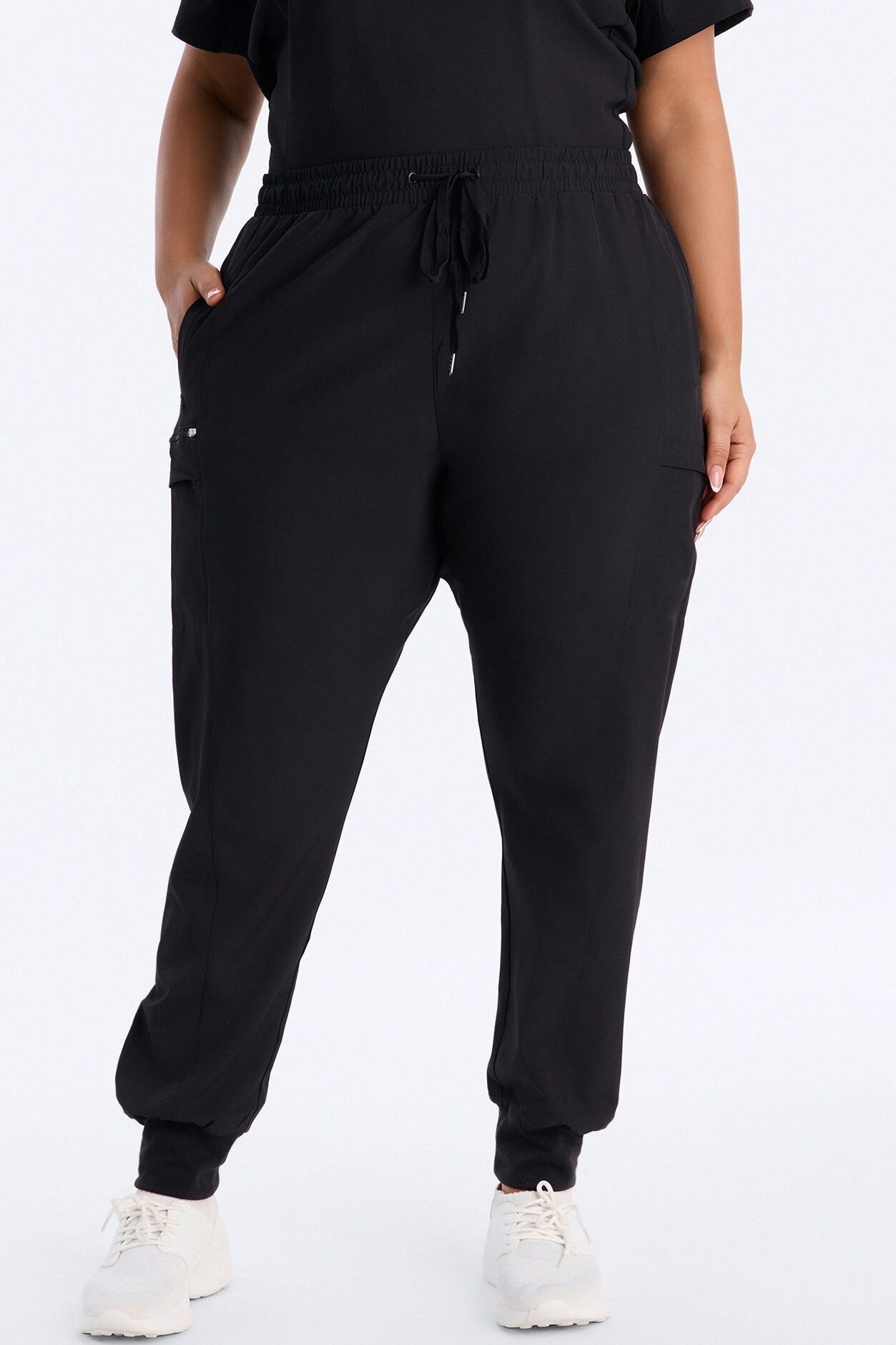 First Call 4 Way Stretch 7 Pocket Cargo Jogger Scrub Bottoms - Black